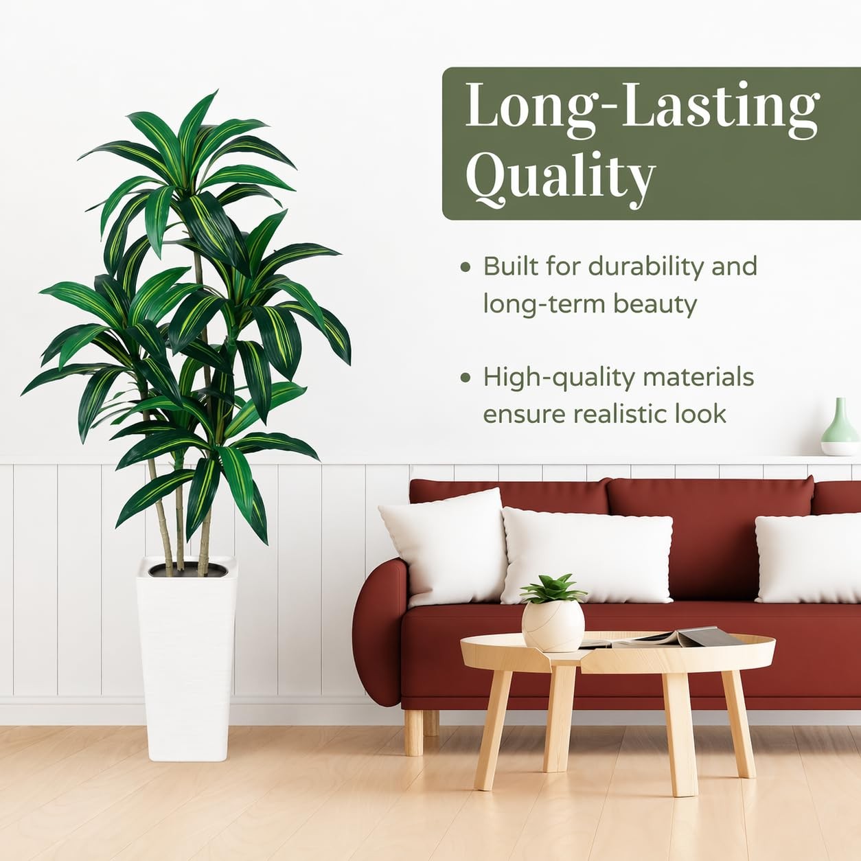 5FT Artificial Dracaena Plant Indoor – Tall Artificial Indoor Tree in Pot, Re…