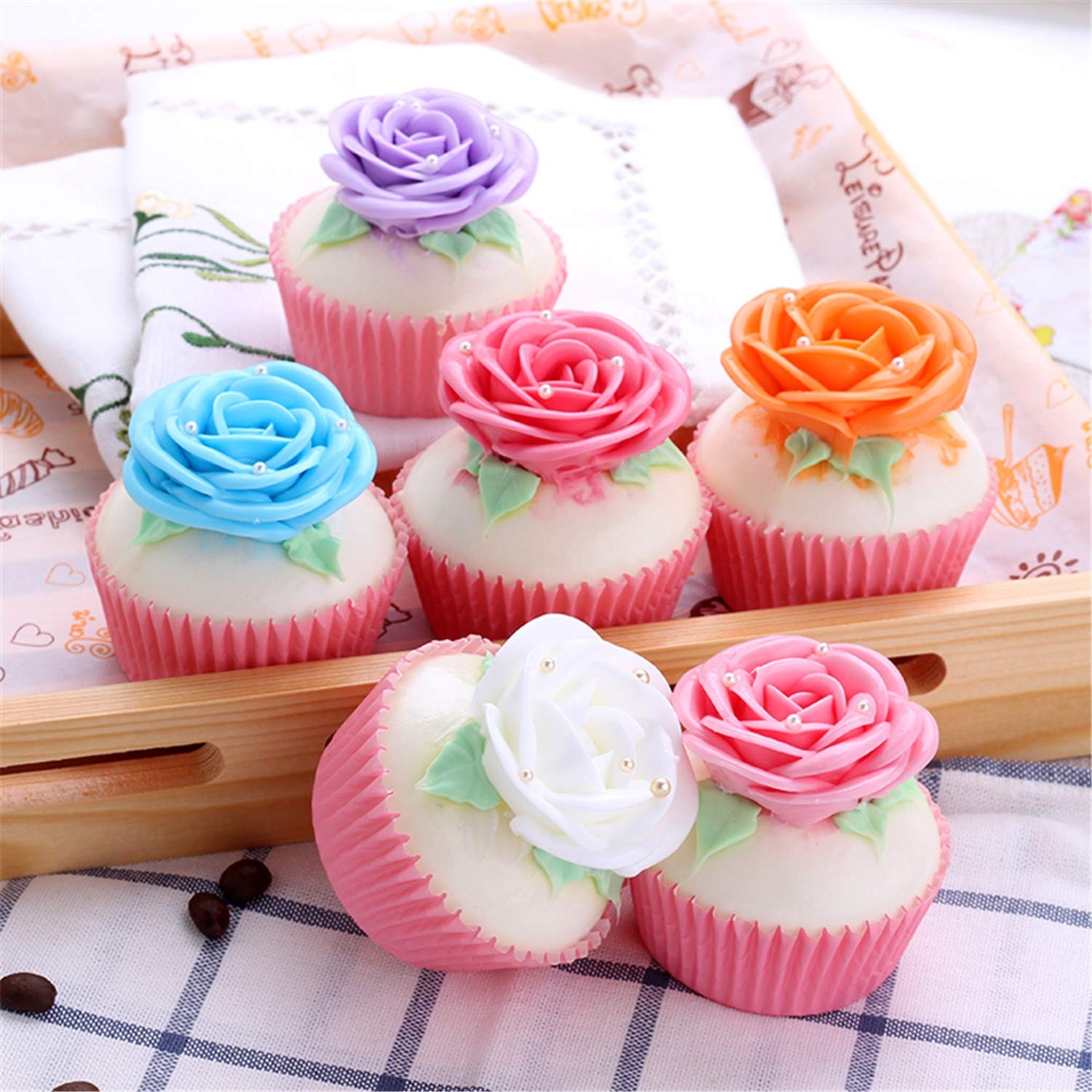 6 PCS Realistic Artificial Rose Cupcake Model Fake Cake Model Photography Pro…