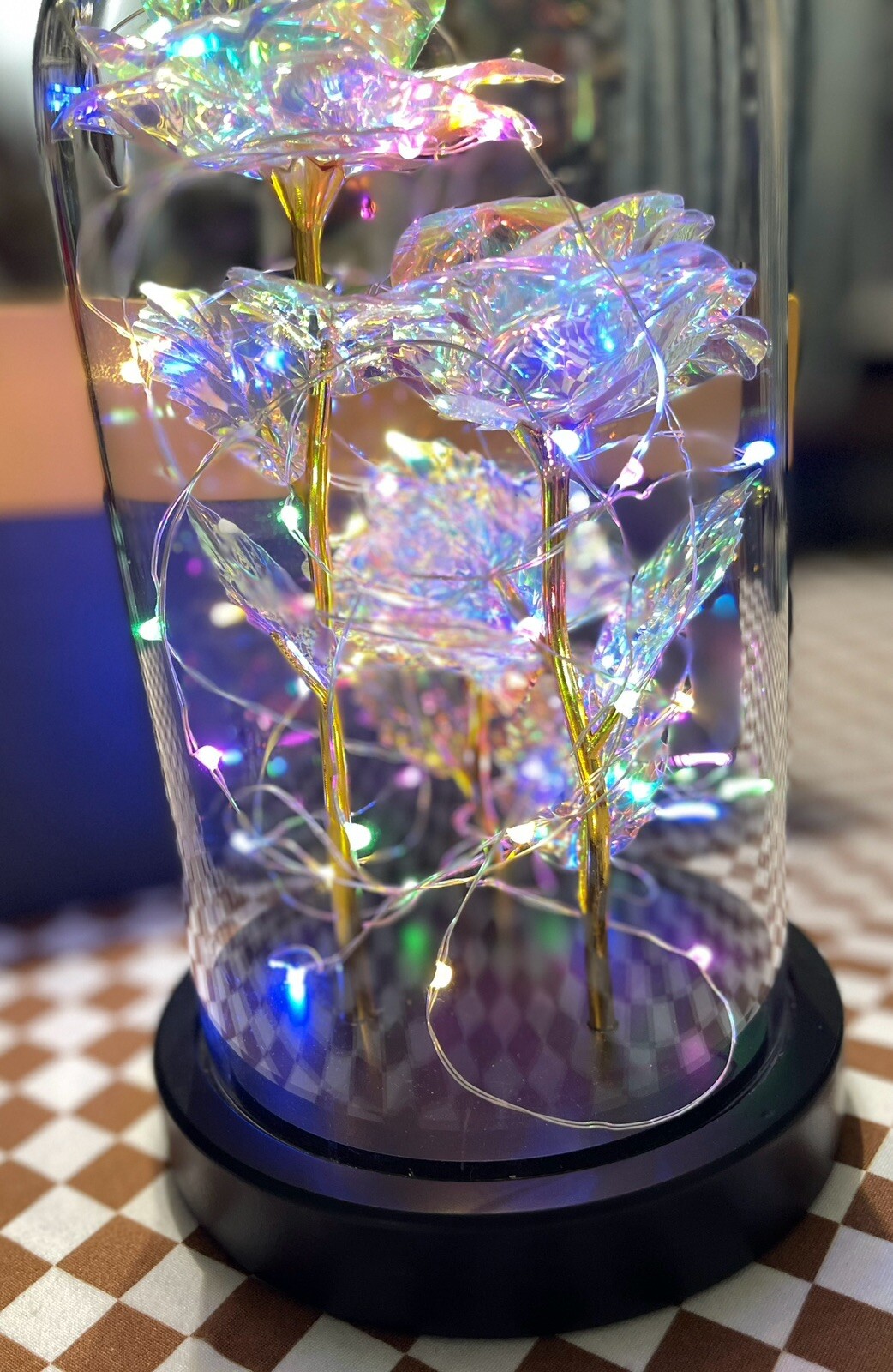 Gorgeous Glass Rose Flower Gift for Women Light-Up Forever Rose Glass Case