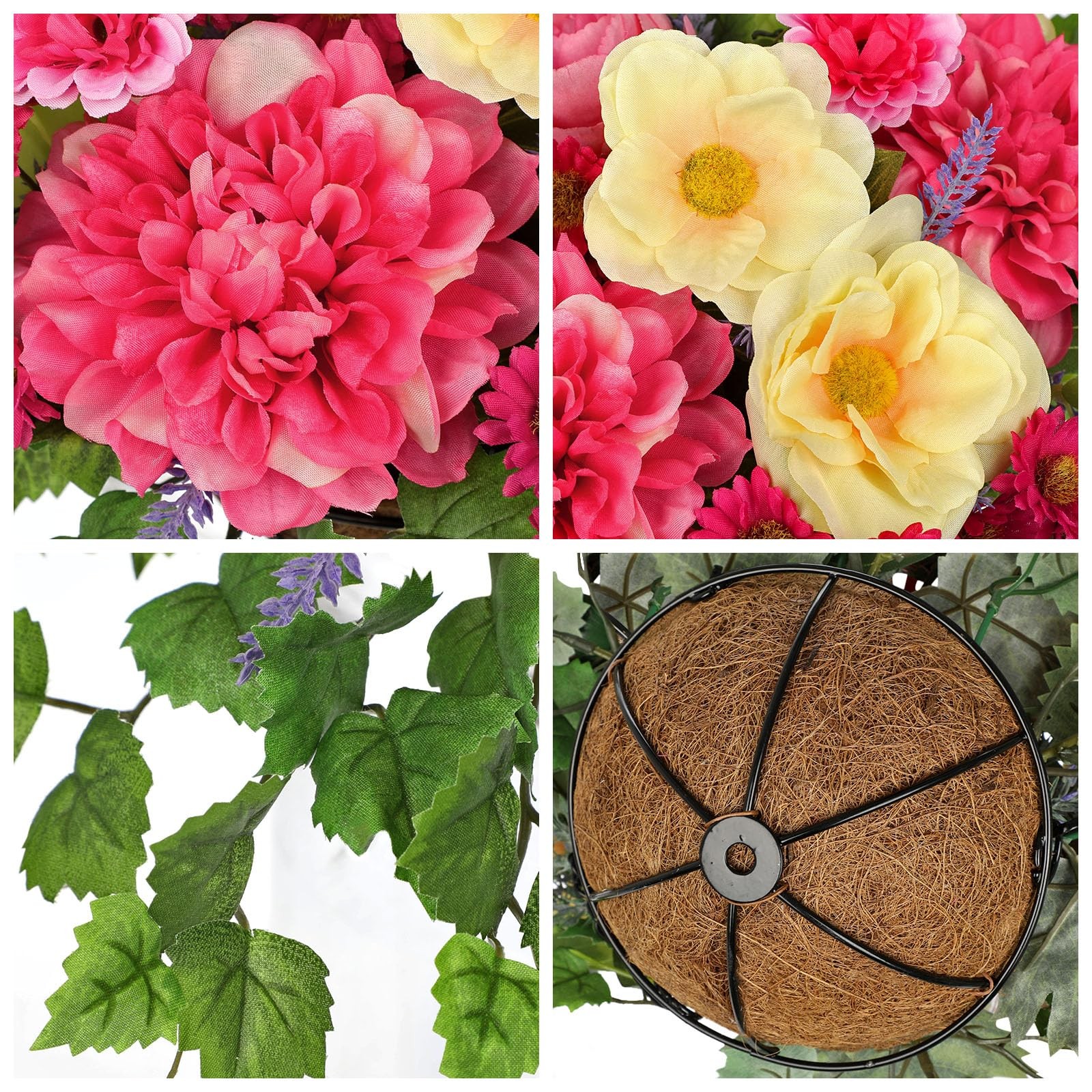Artificial Hanging Basket Flowers with Chain Hook, Fake Hanging Flowers with …