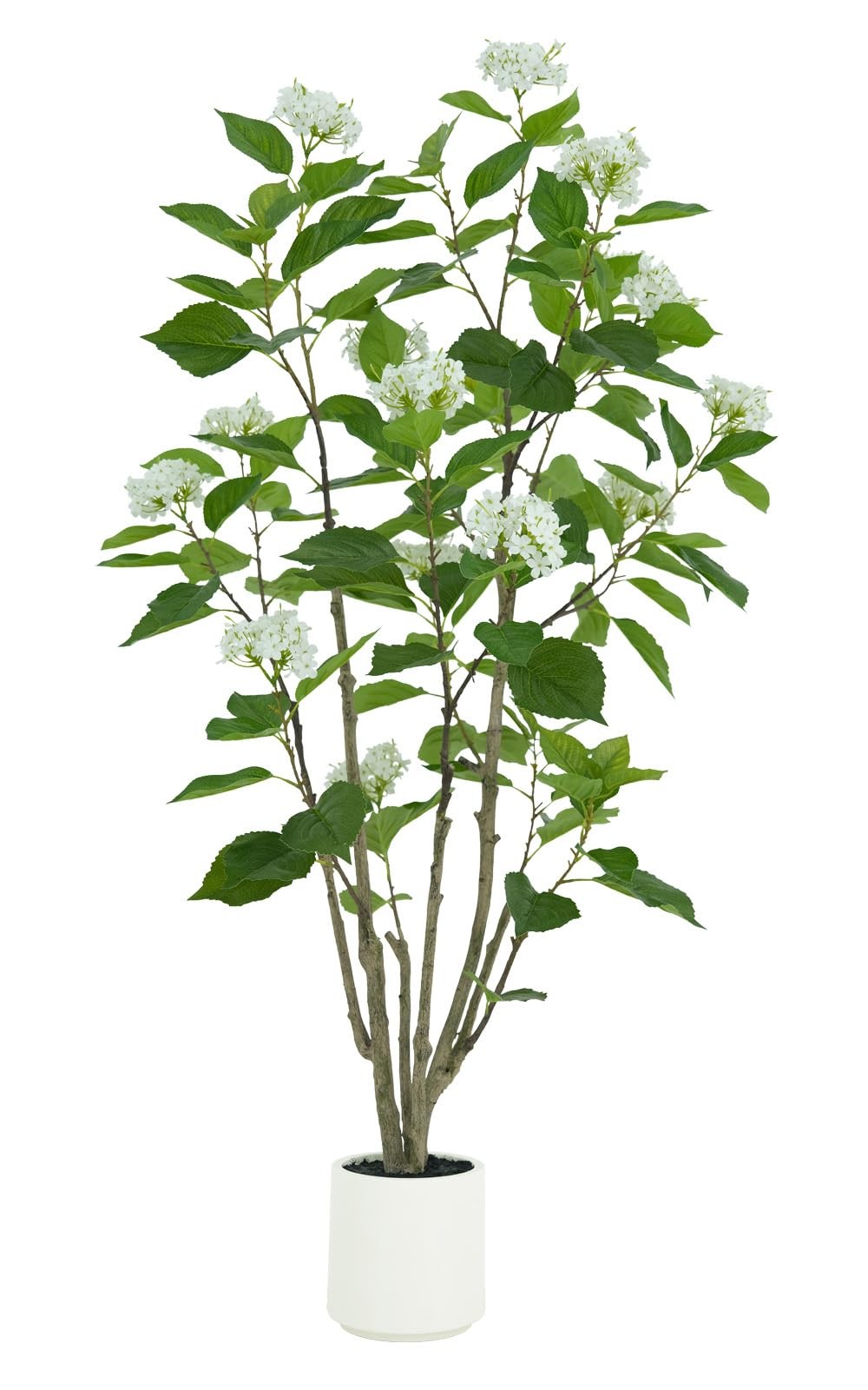 5ft Artificial Hydrangea Tree in Decorative Planter Faux White Flowers Fake P…