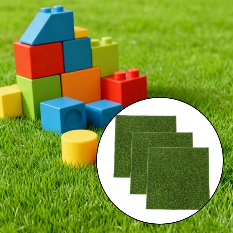 3Pcs Fake Grass Mat,Artificial Grass for DIY Crafts, Miniature Garden and Dioram