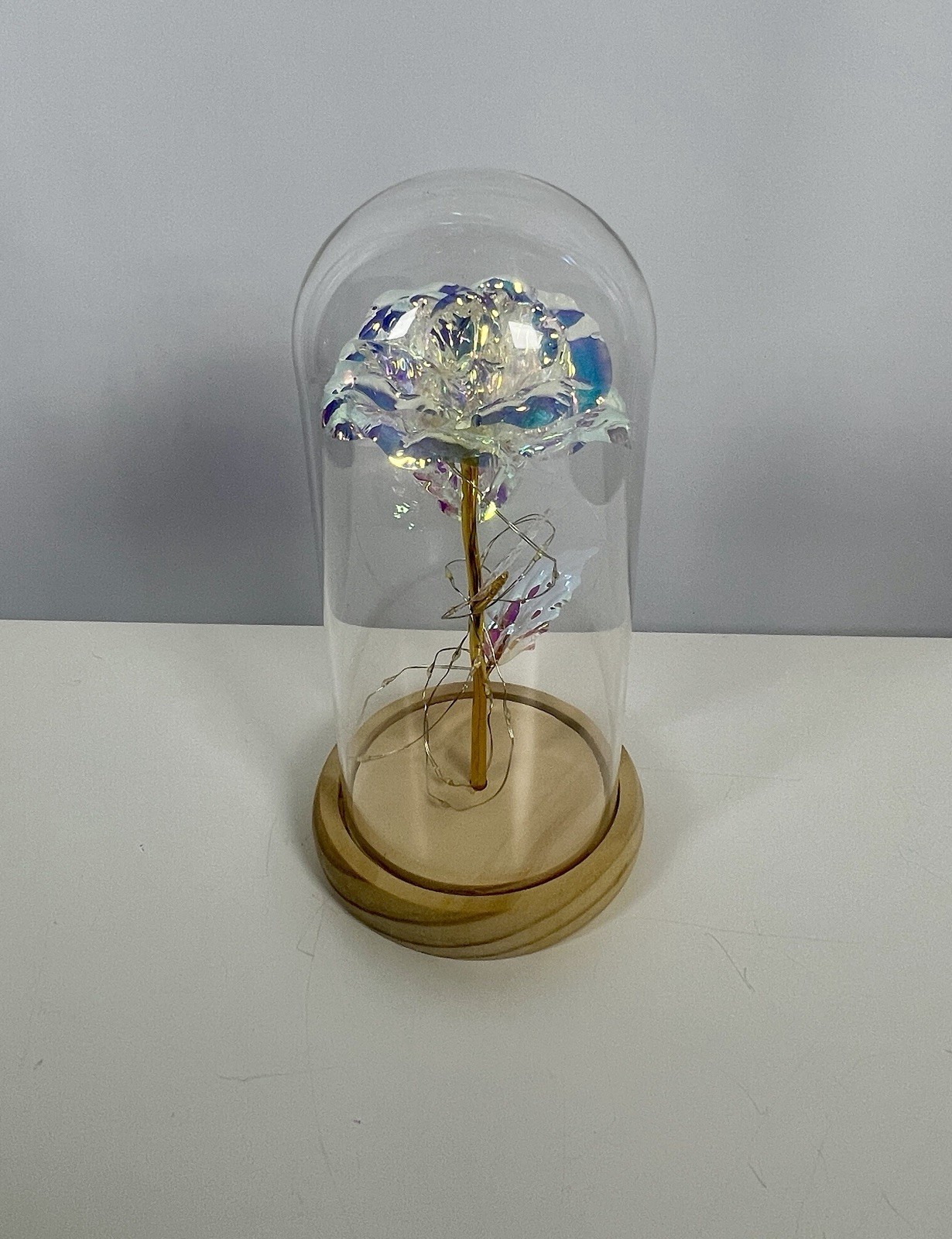 Rose Of Love In Glass Dome /w Led Lighted Rose Wedding Valentine Gifts