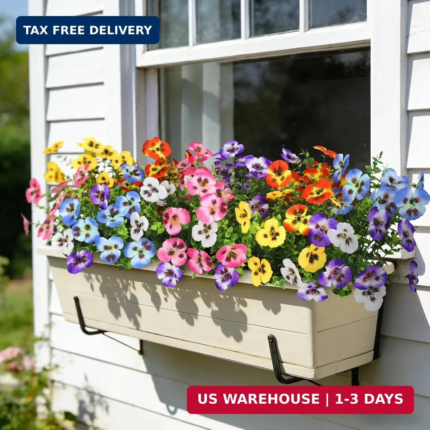 Ouddy Decor 20 Bundles Artificial Pansy Flowers for Outdoors, Fake Silk Flowers