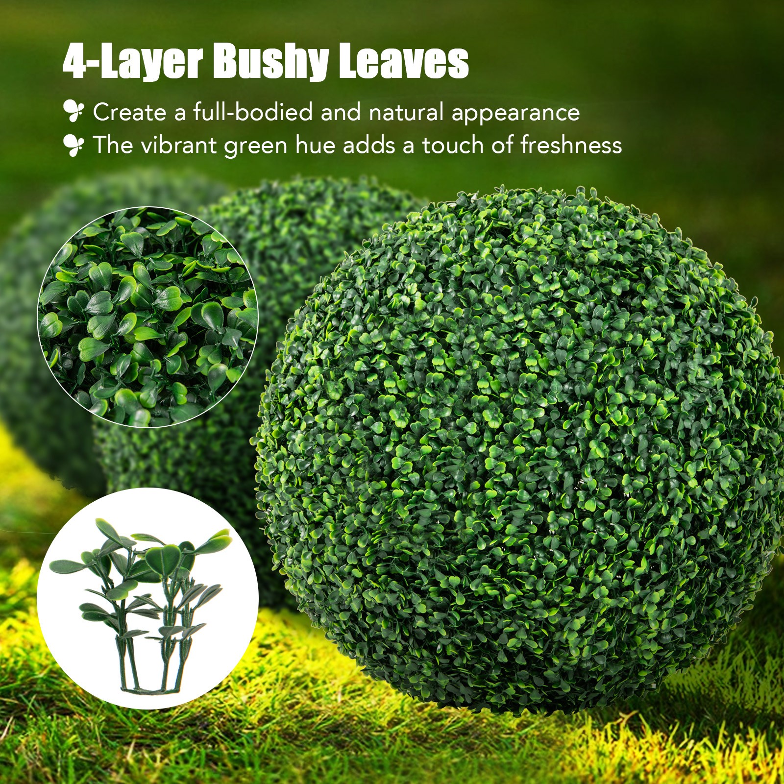 2 Pcs 20 In Artificial Plant Boxwood Topiary Ball Patio Garden Backyard Decor