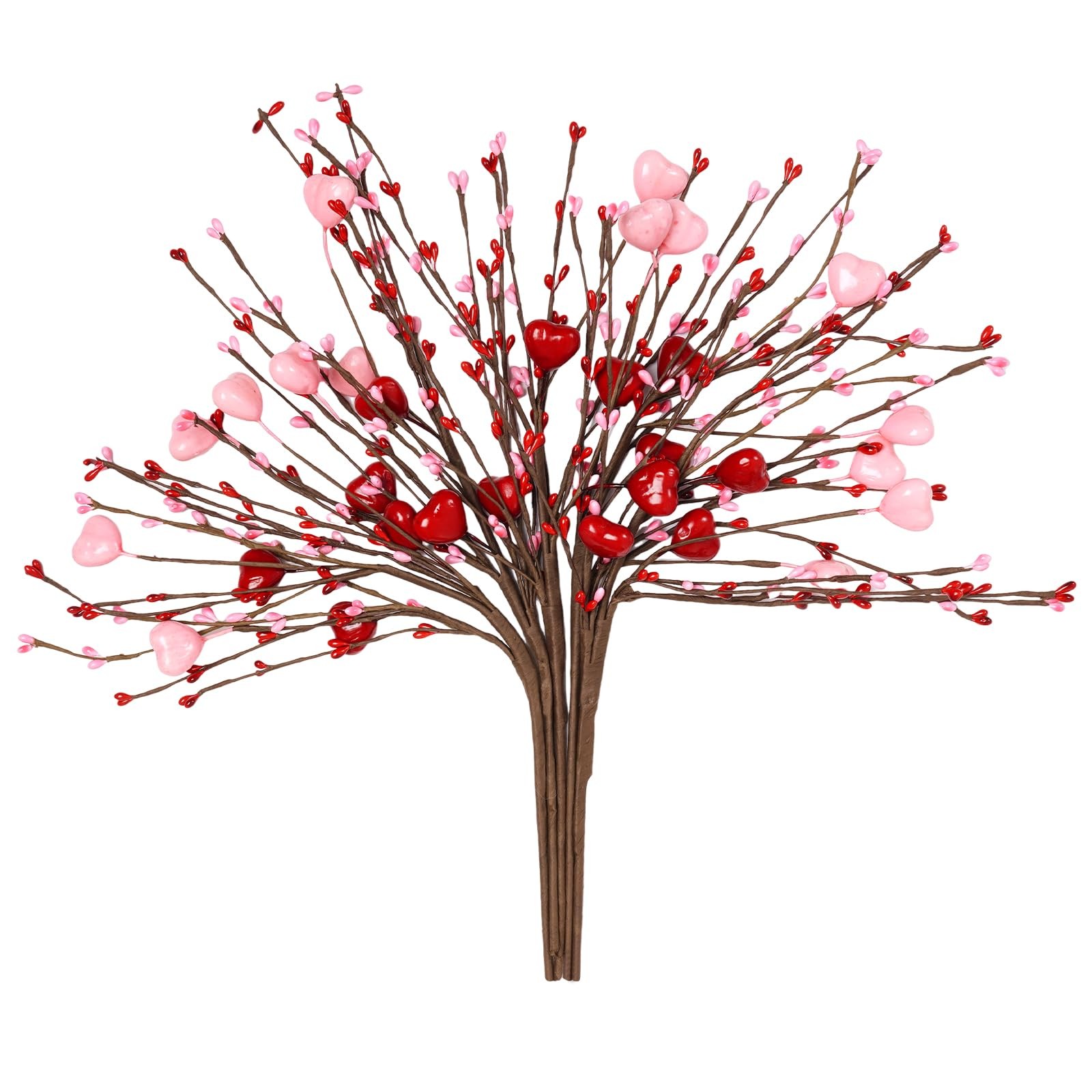 6 Pieces Artificial Berry Flower Stems Heart Shaped Berry Picks Valentines Da…