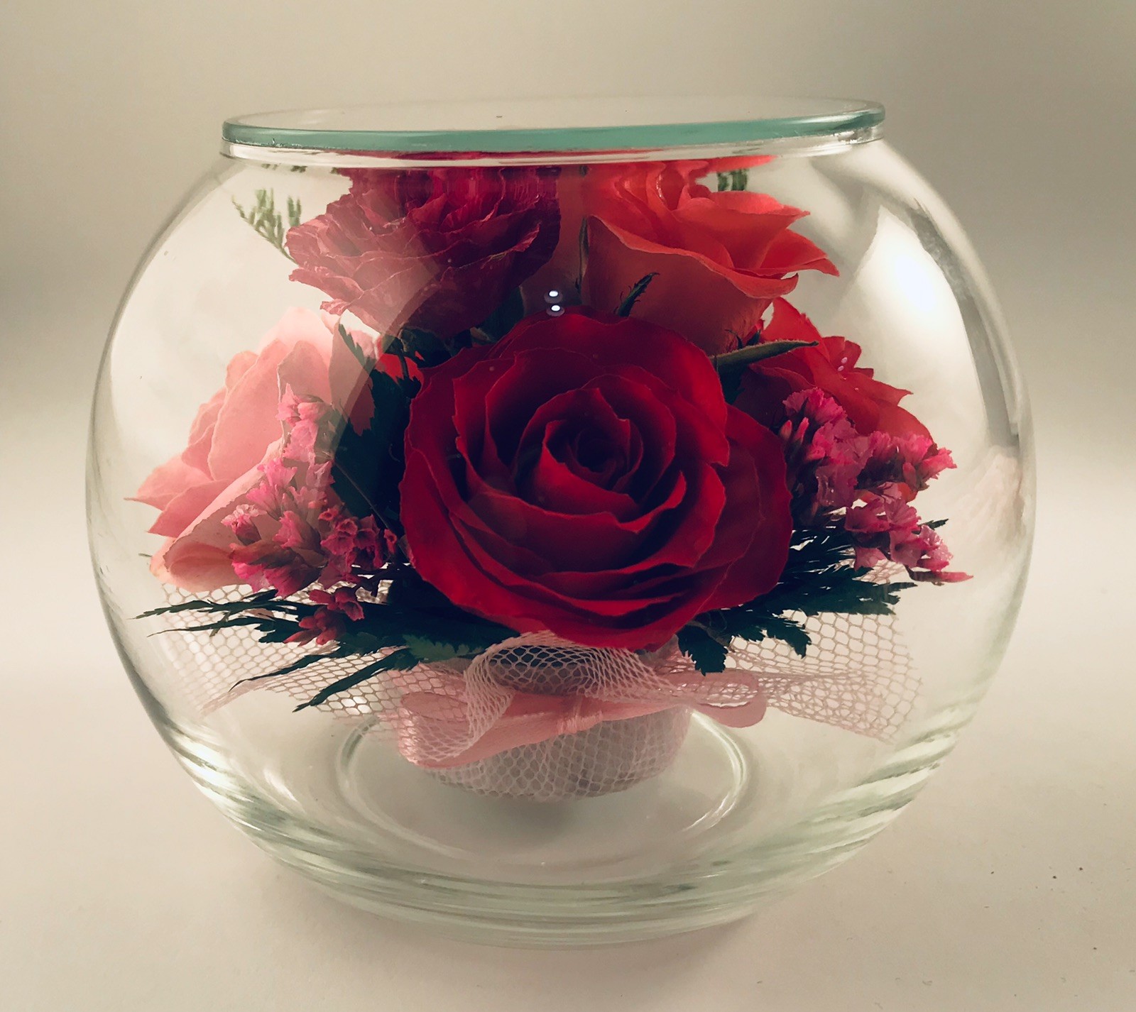 Last Forever Roses Bouquet Preserved In Fancy Glass Jar. Perfect Gift.