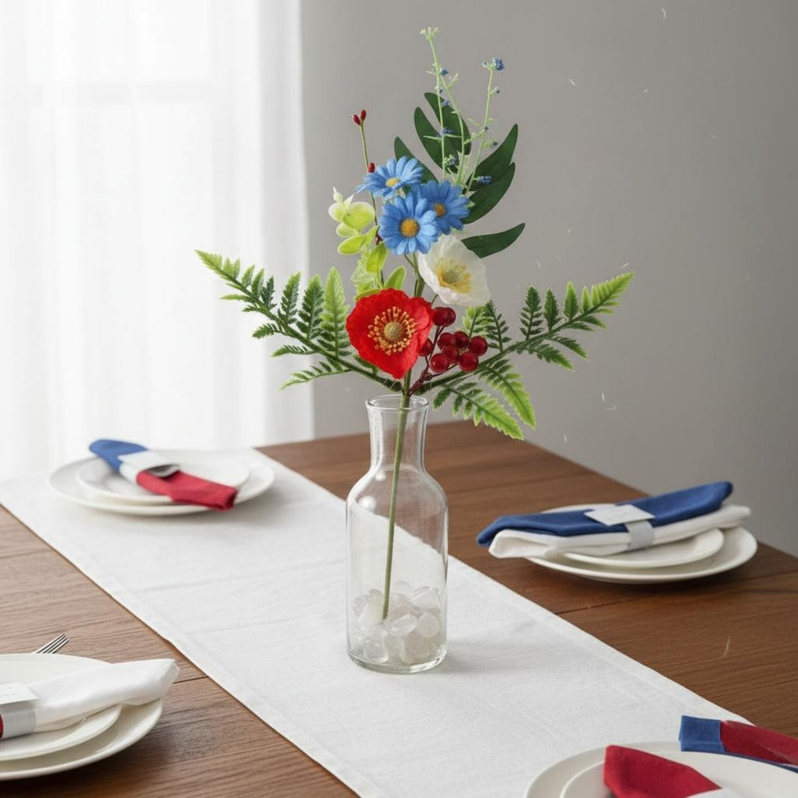 Patriotic Floral Sprig Reusable Independence Day Centerpiece Arrangement