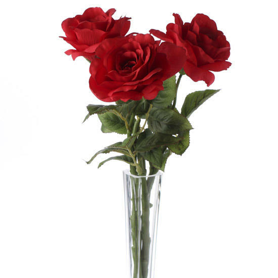 Romantic Red Silk Classic Open Rose Bundle for Crafting, Creating, and Gift