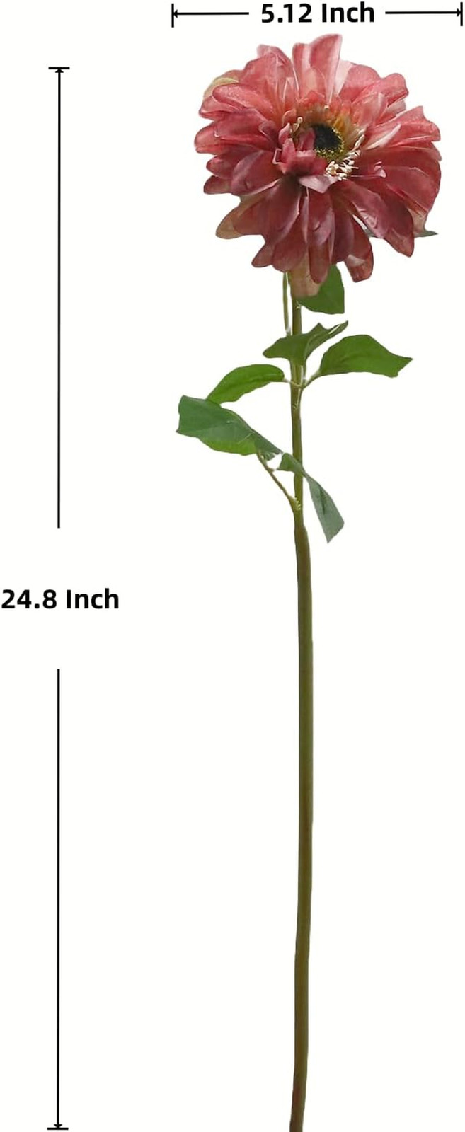 Artificial Chrysanthemums, 6-Stem Fake Flowers for Home Decor, Large Zinnia-Like