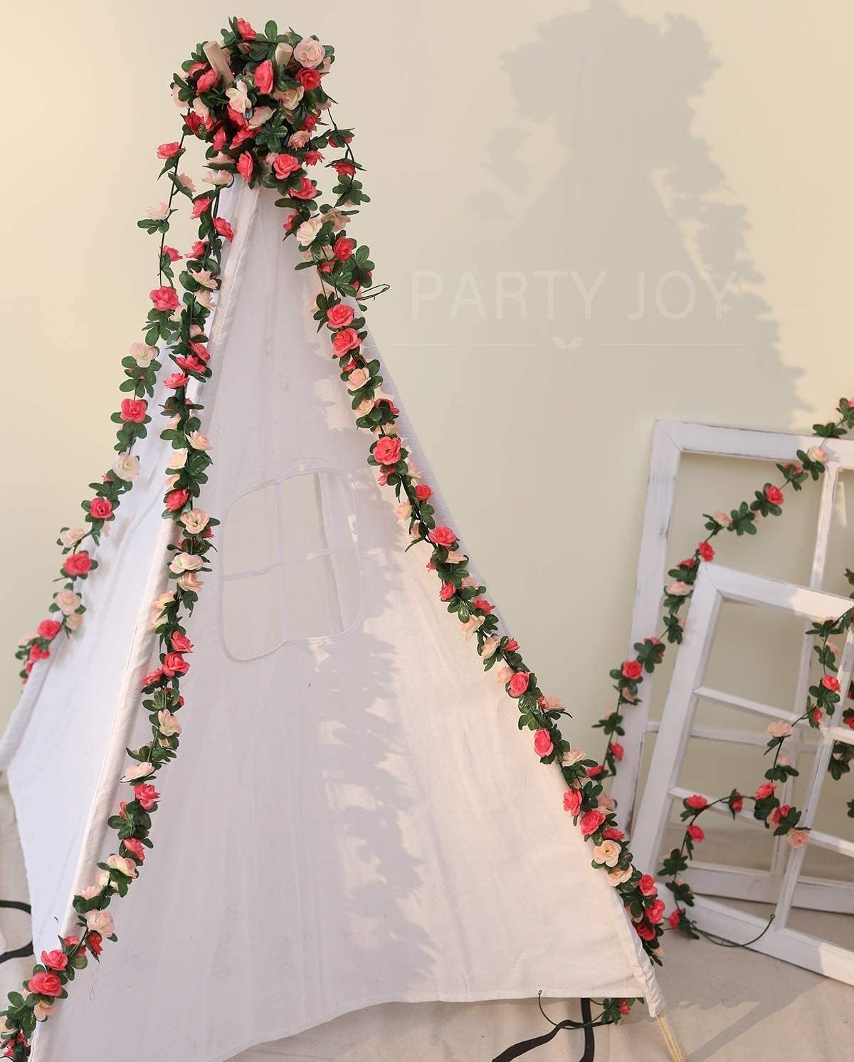 8pcs 65.6Ft Flower Garland,Fake Rose Vine Artificial Flowers Hanging Rose Ivy…