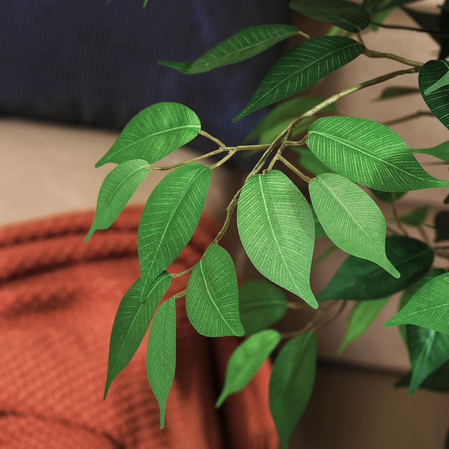 Artificial Ficus Tree with Plant Pot, Silk Fake Ficus Tree in Plastic