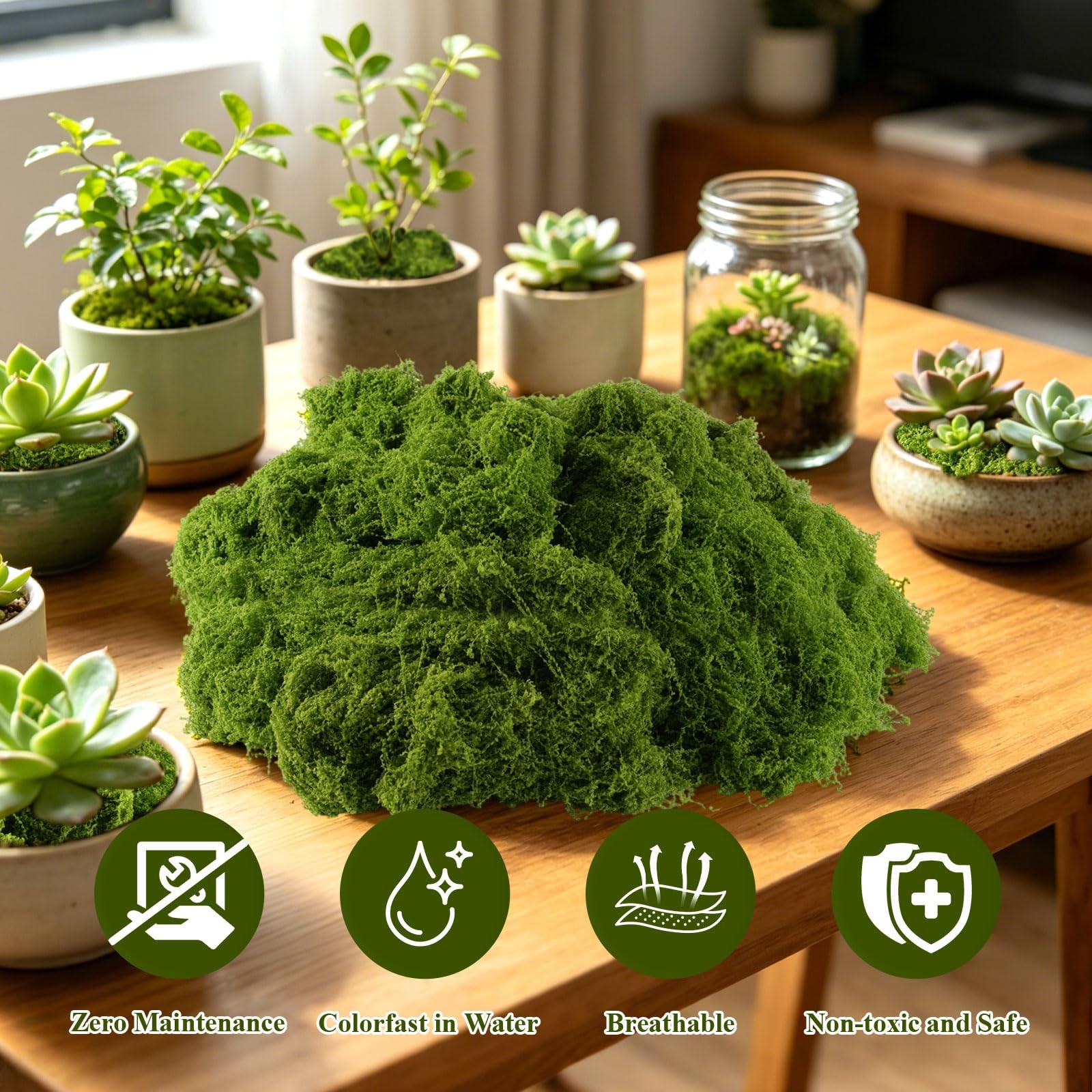 Faux Green Moss 10.6oz for Terrarium, Potted Plant Soil Cover & Wedding Table…