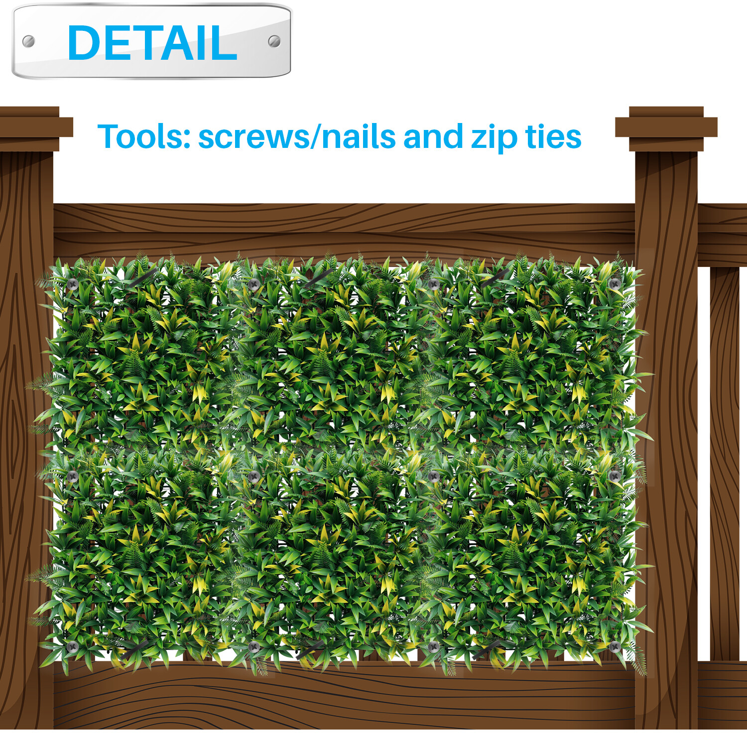 40×40″ Artificial Boxwood Wall Hedge Mat Plant Panels Outdoor Grass Fence