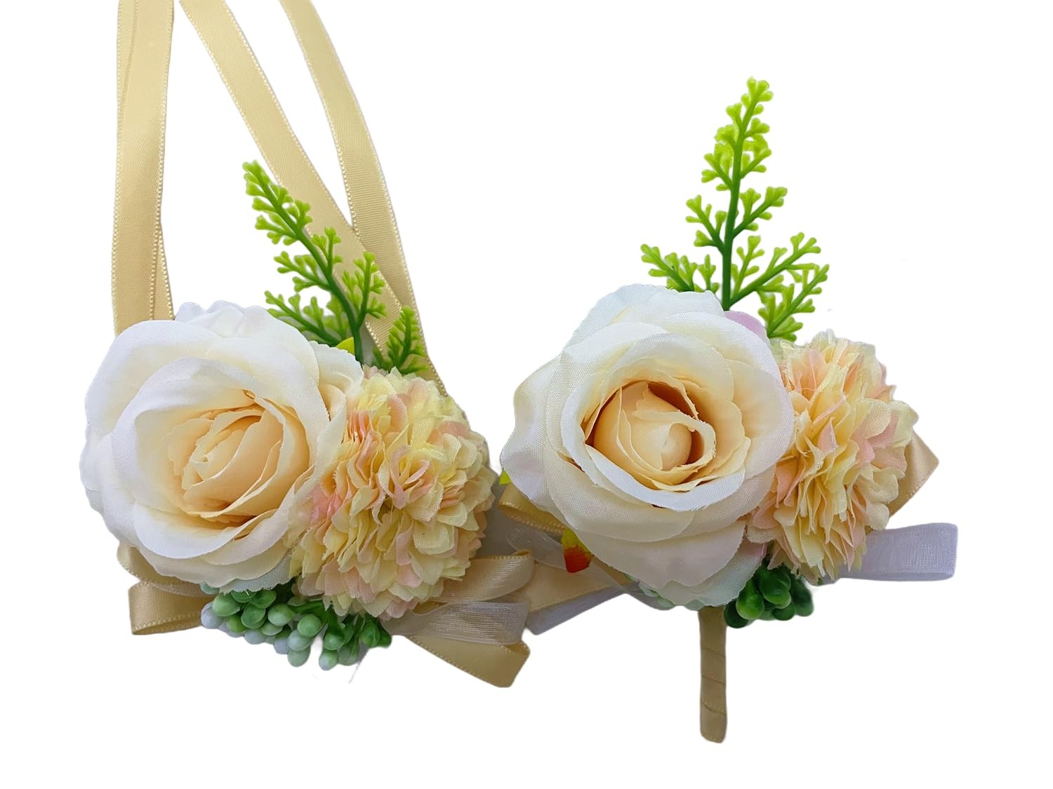Rose Flower Wrist Corsage Boutonniere Set Handmade Artificial Corsage Set Bri…