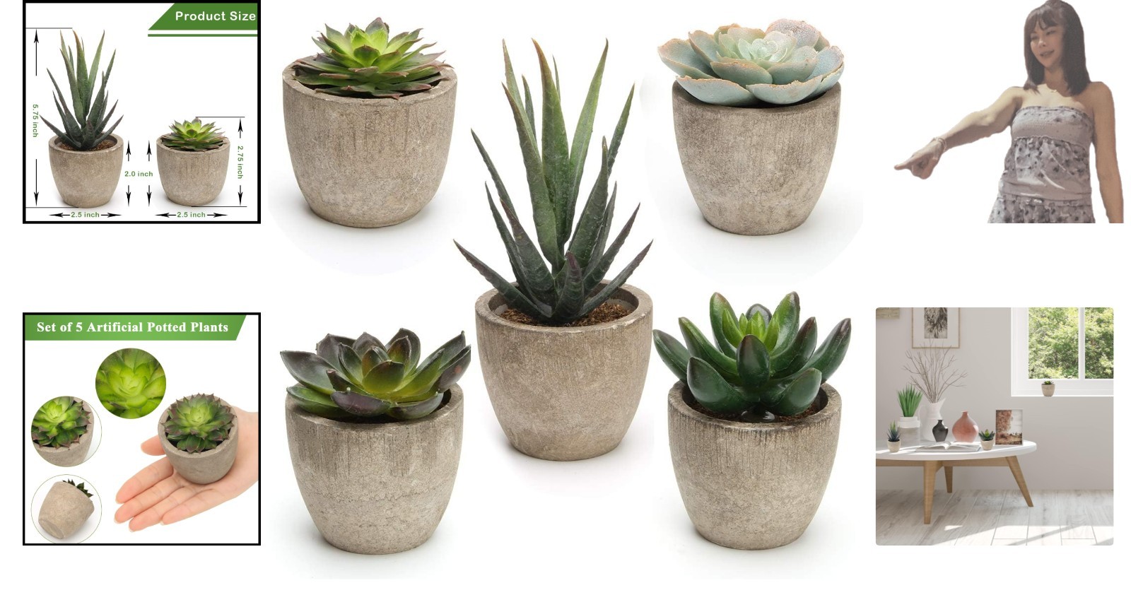 Vibrant Faux Cacti – Set of 5 Artificial Succulent Plants for Housewarming Gifts