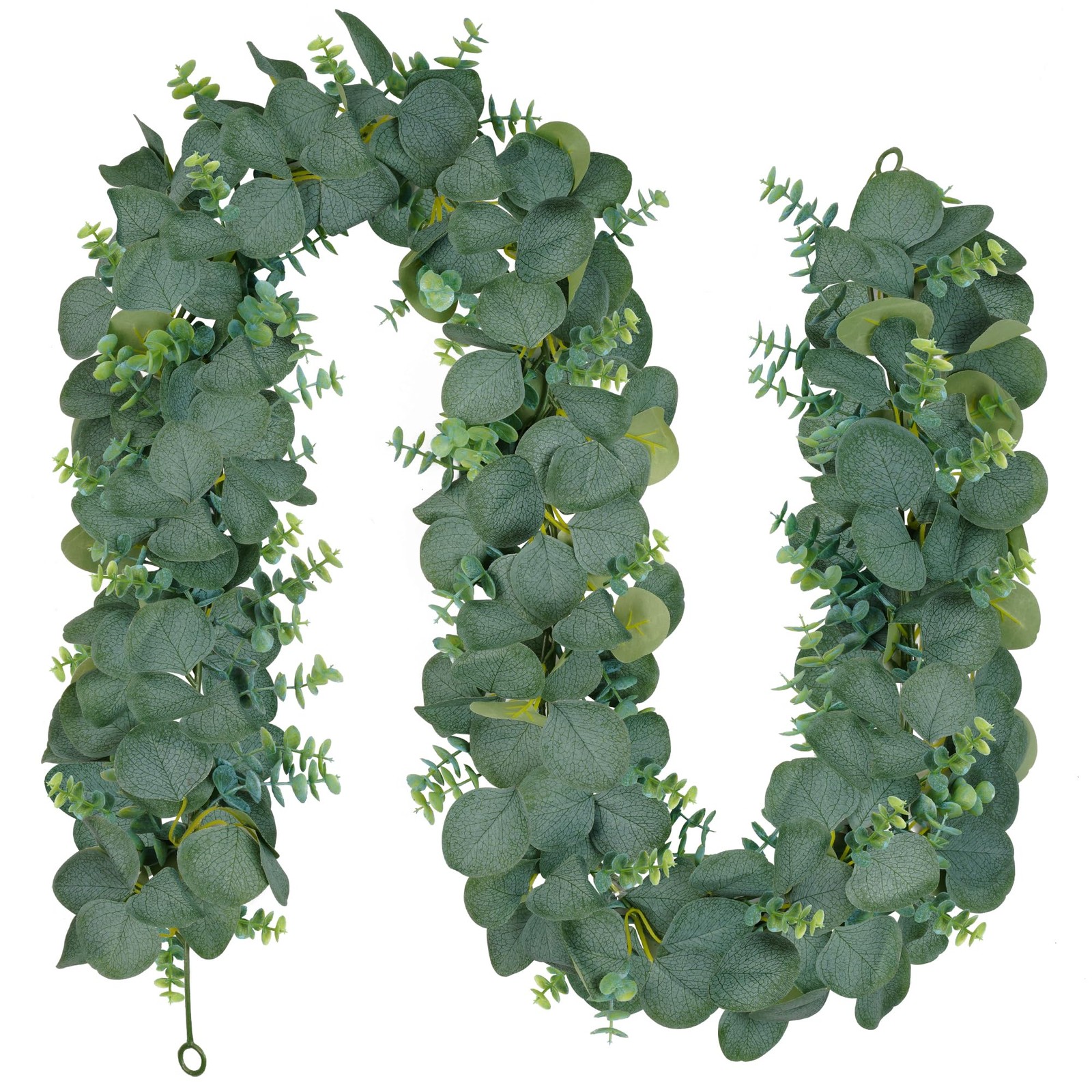 Vlorart 2 Pack Artificial Eucalyptus Garland, 5.5ft Faux Boxwood Eucalyptus L…