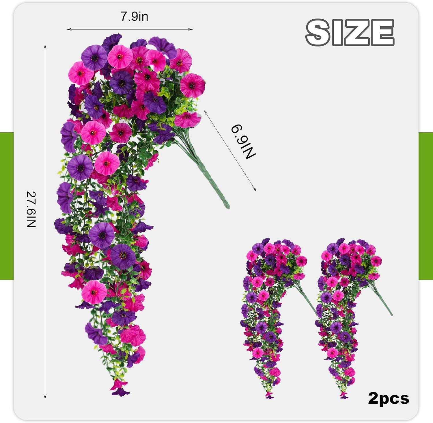 2 Bundles Artificial Hanging Morning Glory, UV Silk with Eucalyptus US