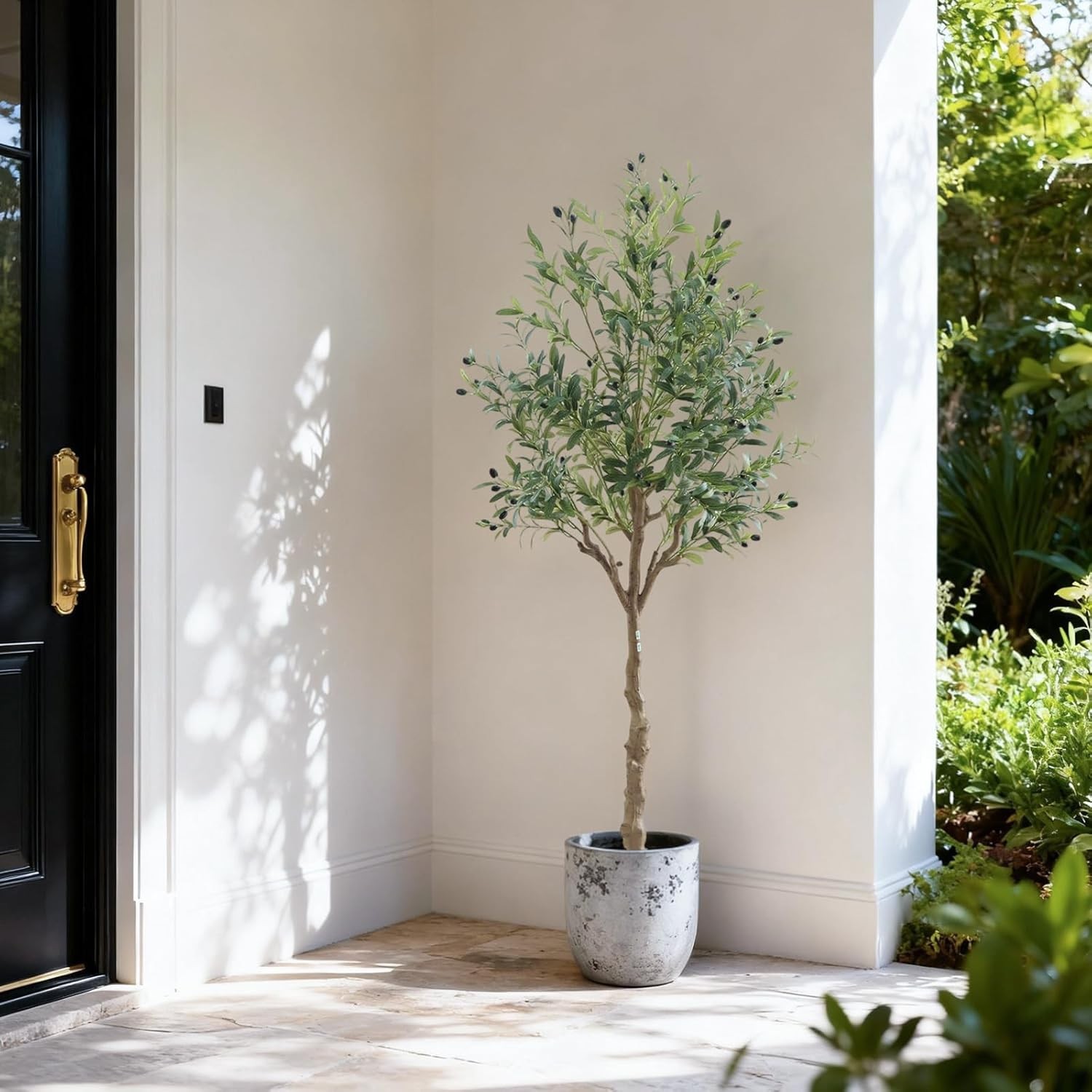 Artificial Olive Tree 5/6/7FT Tall Fake Plants with White Pot for Home Office