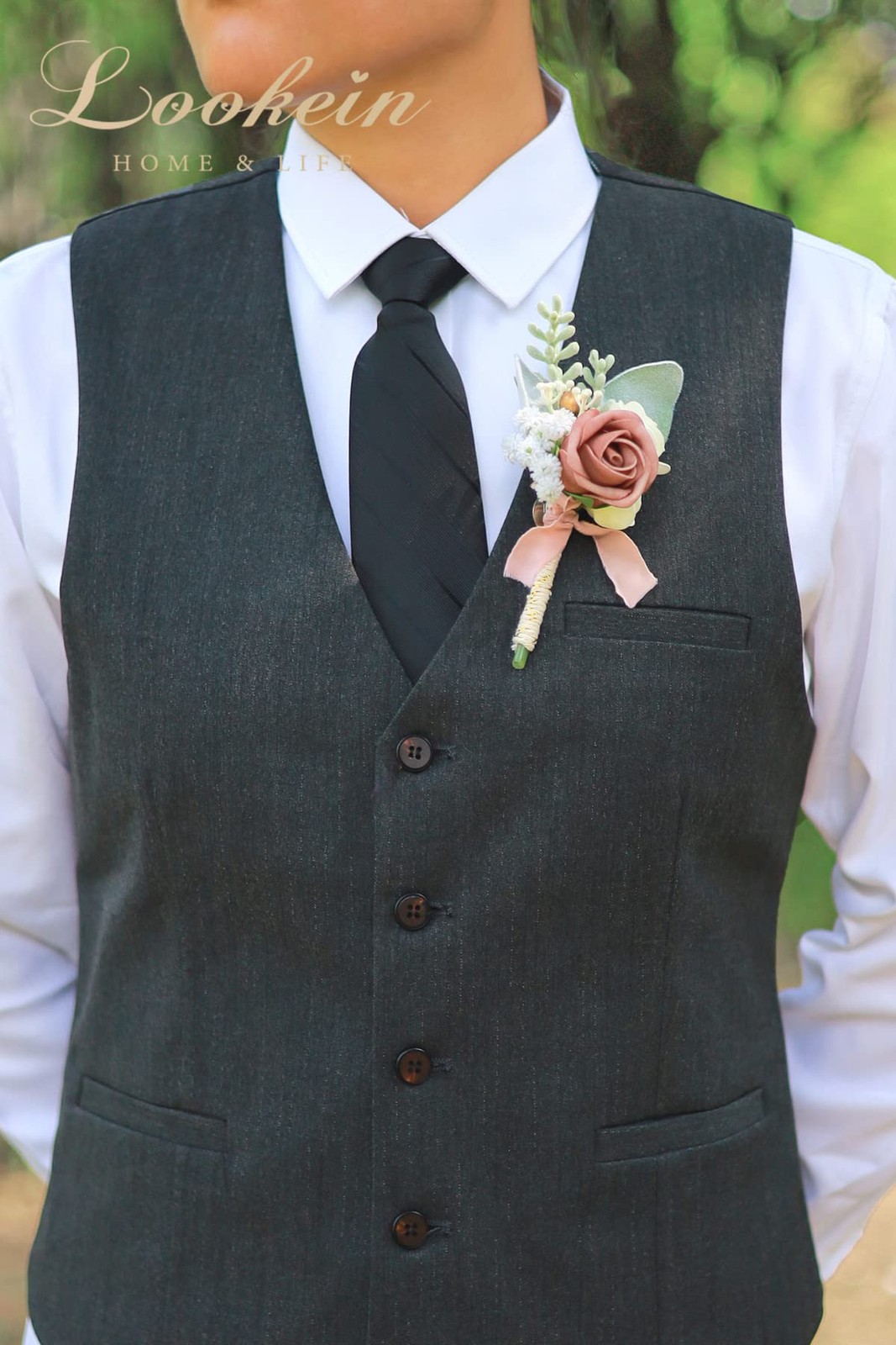 Dusty Rose Wedding Boutonniere For Men Set Of 6 Artificial Rose Boutonniere For