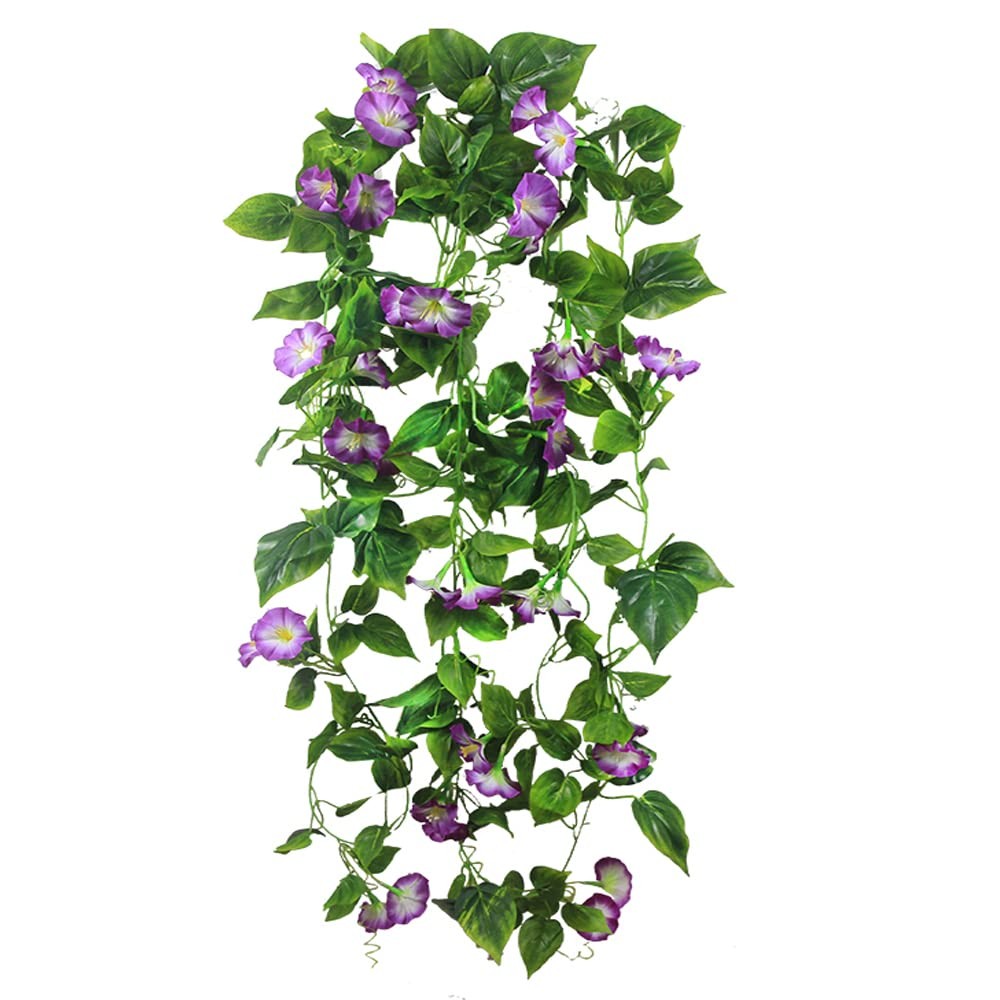 Purple Morning Glory Artificial Vines 15ft Silk Garland for Indoor Outdoor Decor