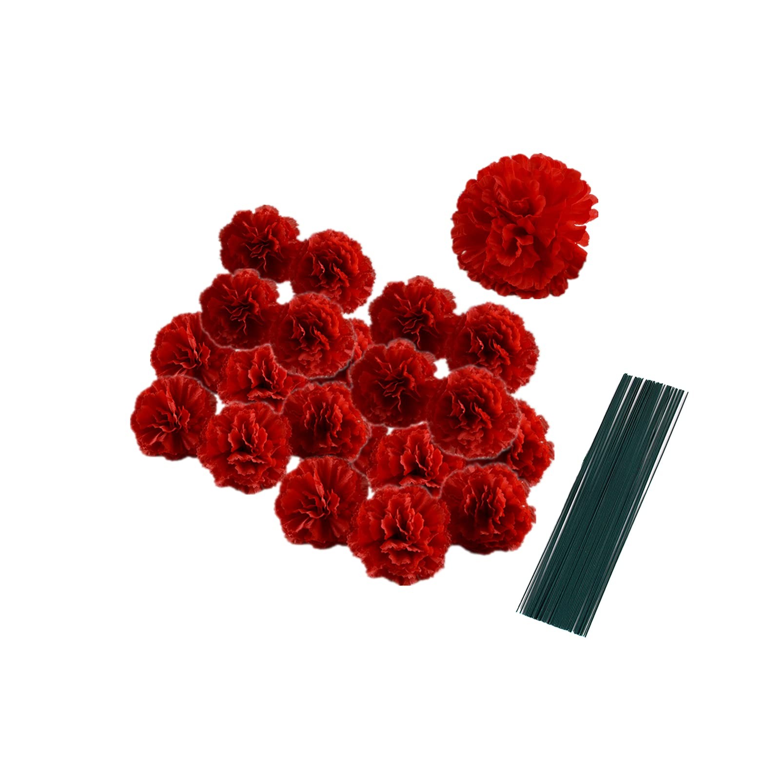 50 Artificial Silk Carnation Flower Head with Stems Set,Vase Fillers, for Hom…