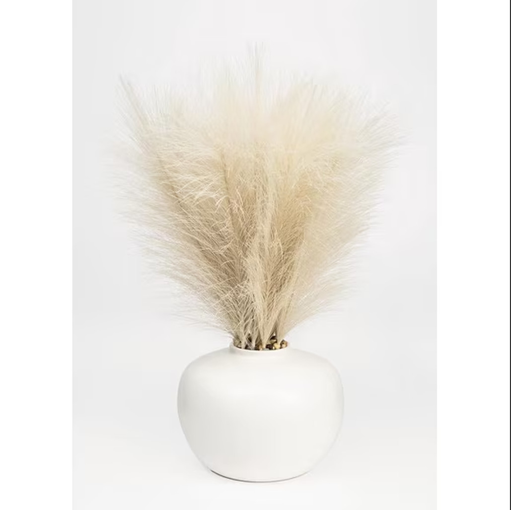 Better Homes & Gardens 14″ Artificial Pampas Grass in White Ceramic Vase
