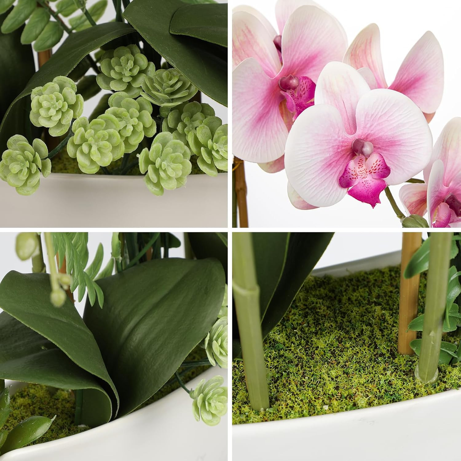 Elegant Pink Orchid Silk Flowers in Ceramic Pot for Modern Home Decor