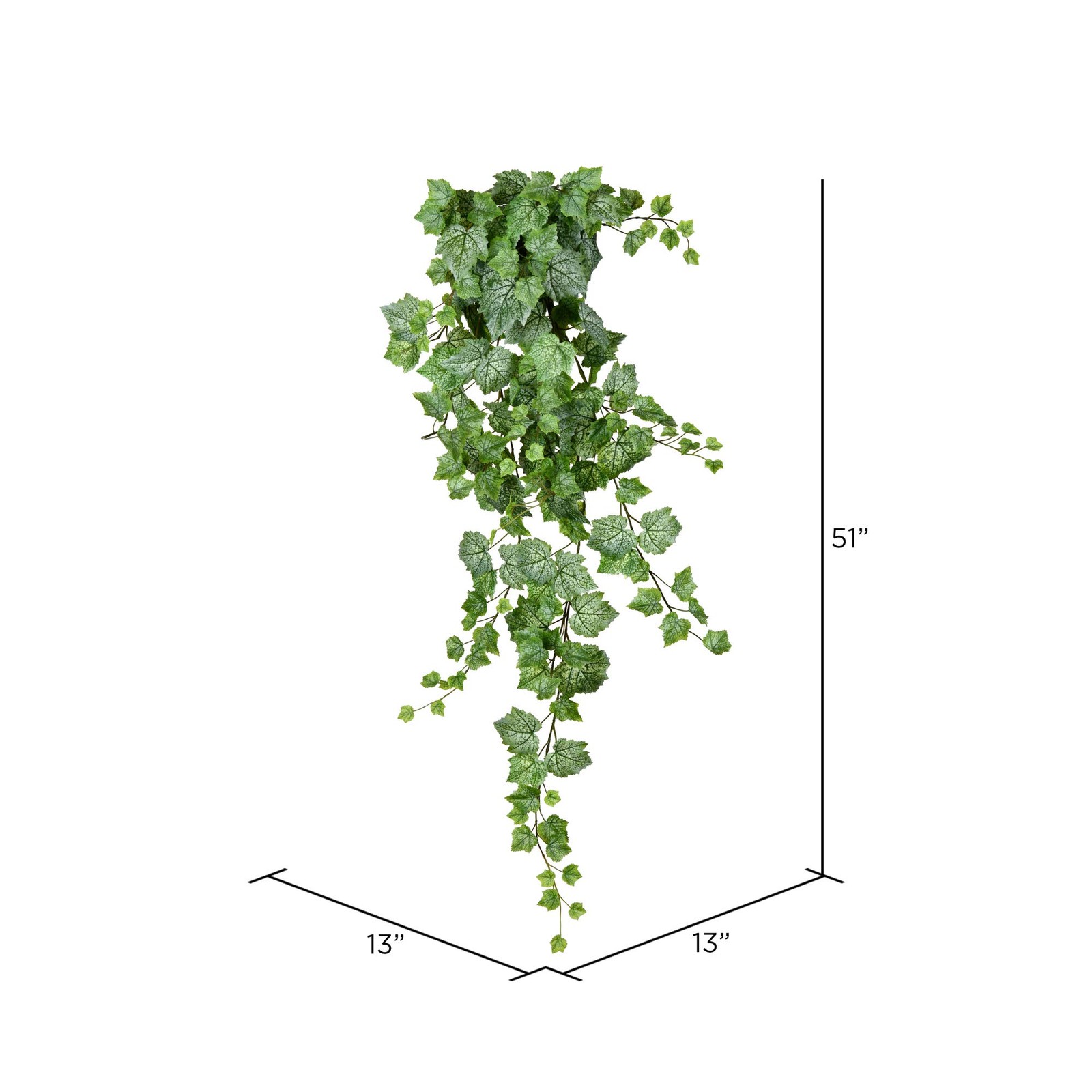 Vickerman 51″ Fabric Artificial Grape Leaf Ivy Hanging Bush in Green/White