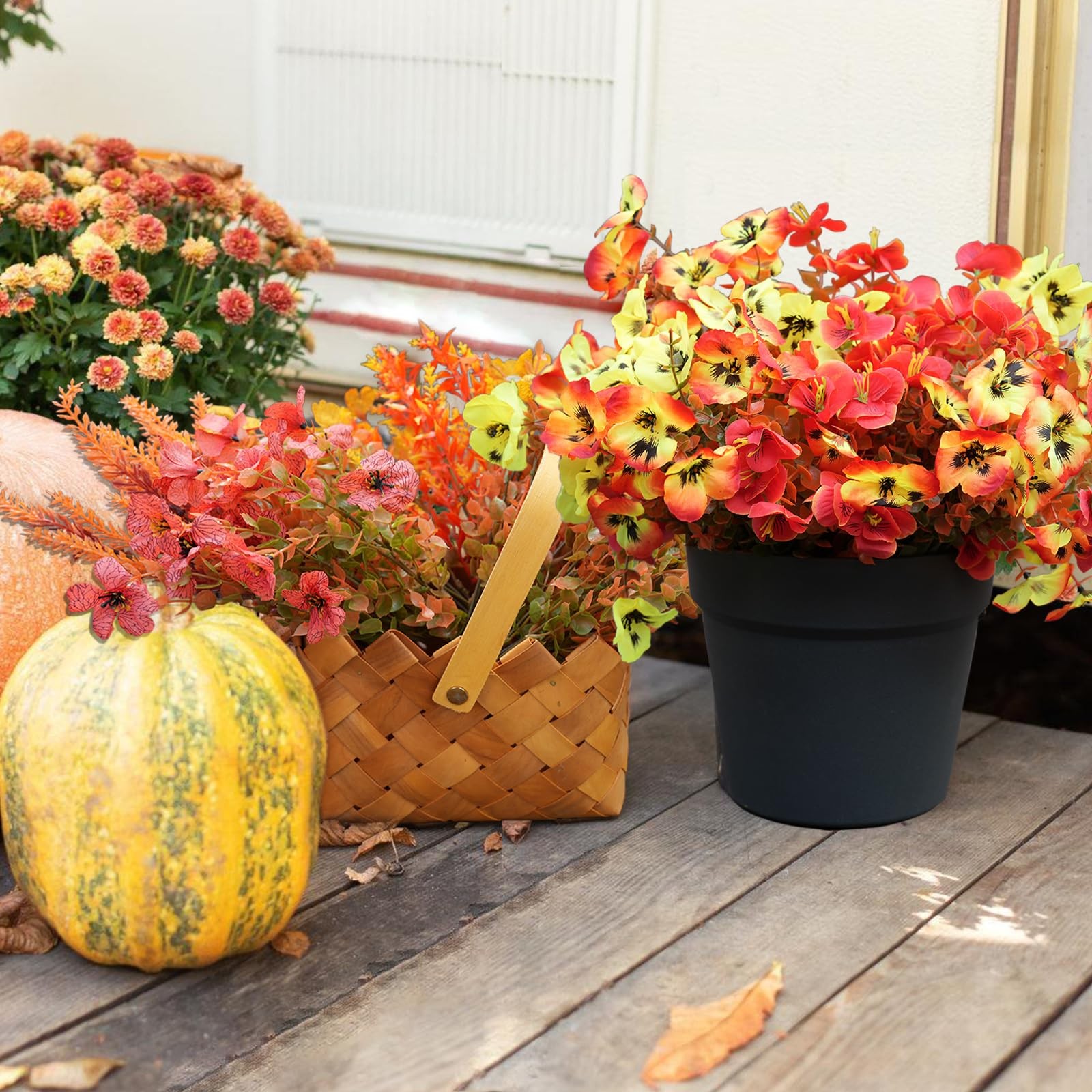 Artificial Fall Flowers Plants for Outdoor Indoor Decoration, 12 Bundles Fake…
