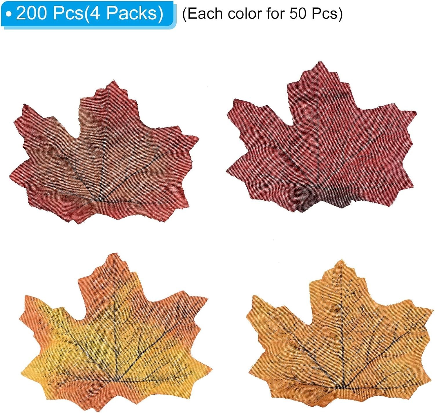 Artificial Leaves, 200 Pcs Mixed Fall Maple Autumn Fake Leaf for Wedding Part…