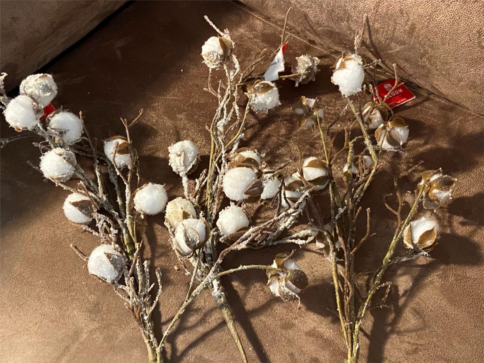 Lot of 3 Artificial Flowers Christmas Holiday Cotton Snow Balls Bloom Room Decor