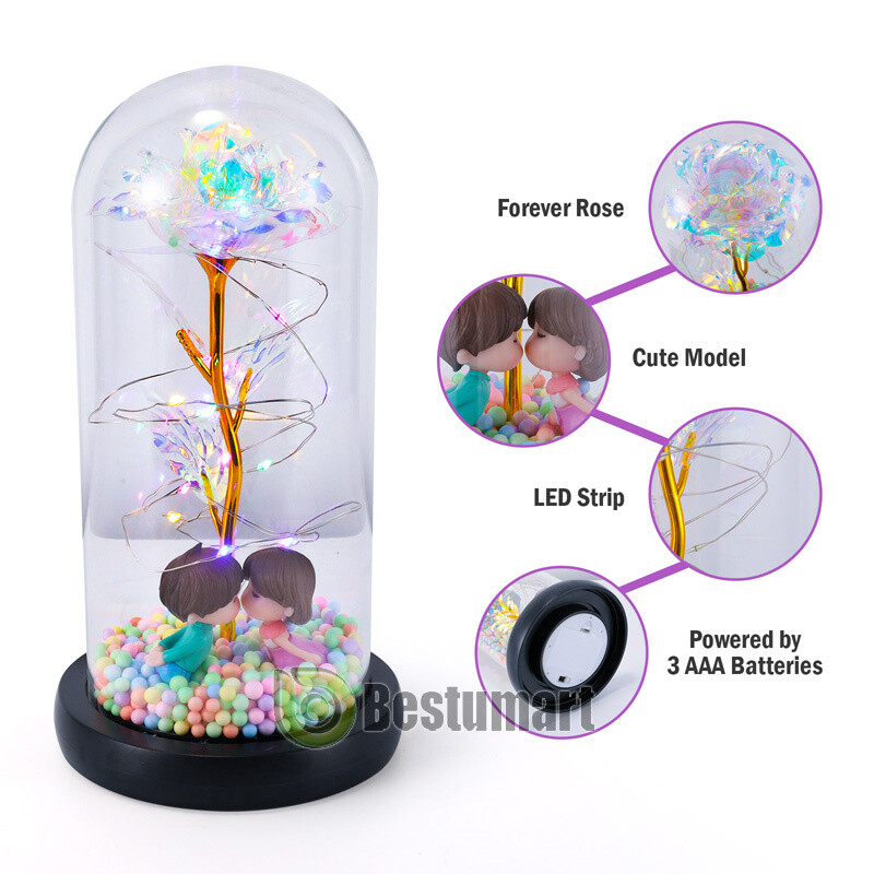 LED Dipped Real Rose 24K Rose Flower Forever Preserved For Valentine’s Gift