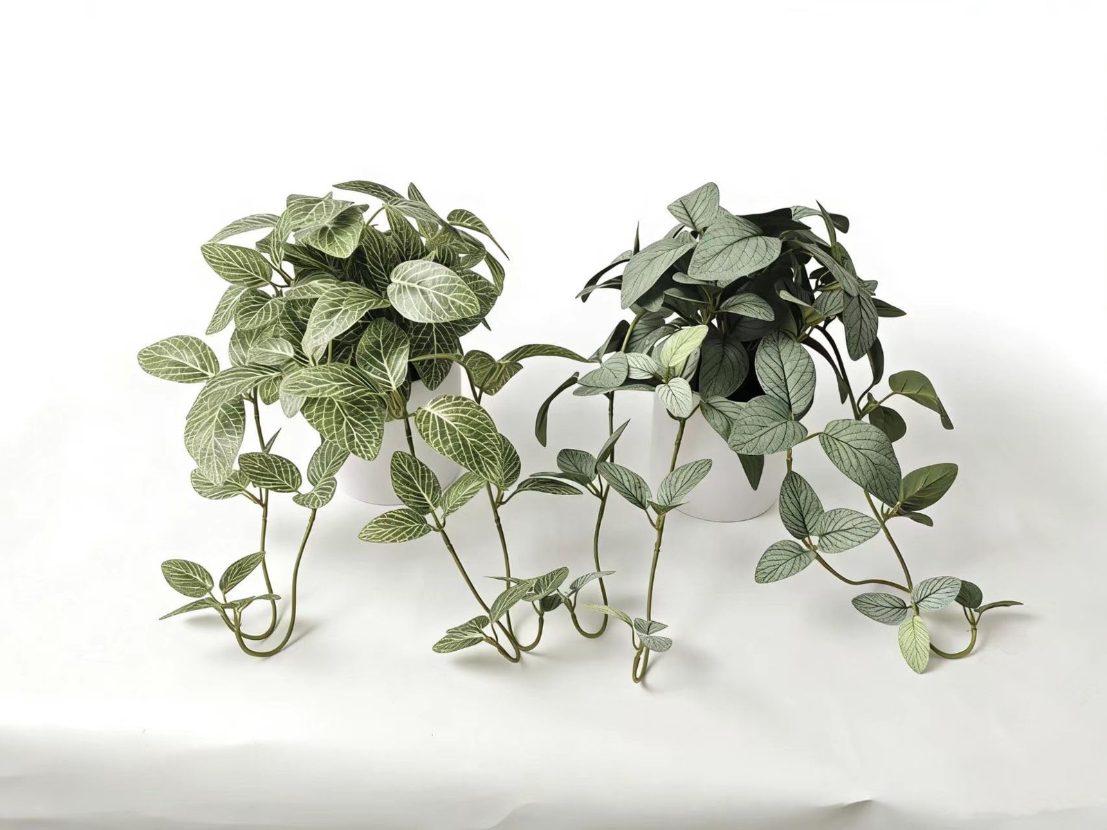 2 PCS Artificial Potted Plants 35cm Realistic Faux Greenery White Pot Decor