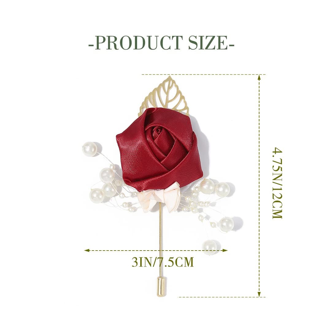 Wedding Rose Boutonniere Groom Flower Pin for Men’s Suit Party Prom