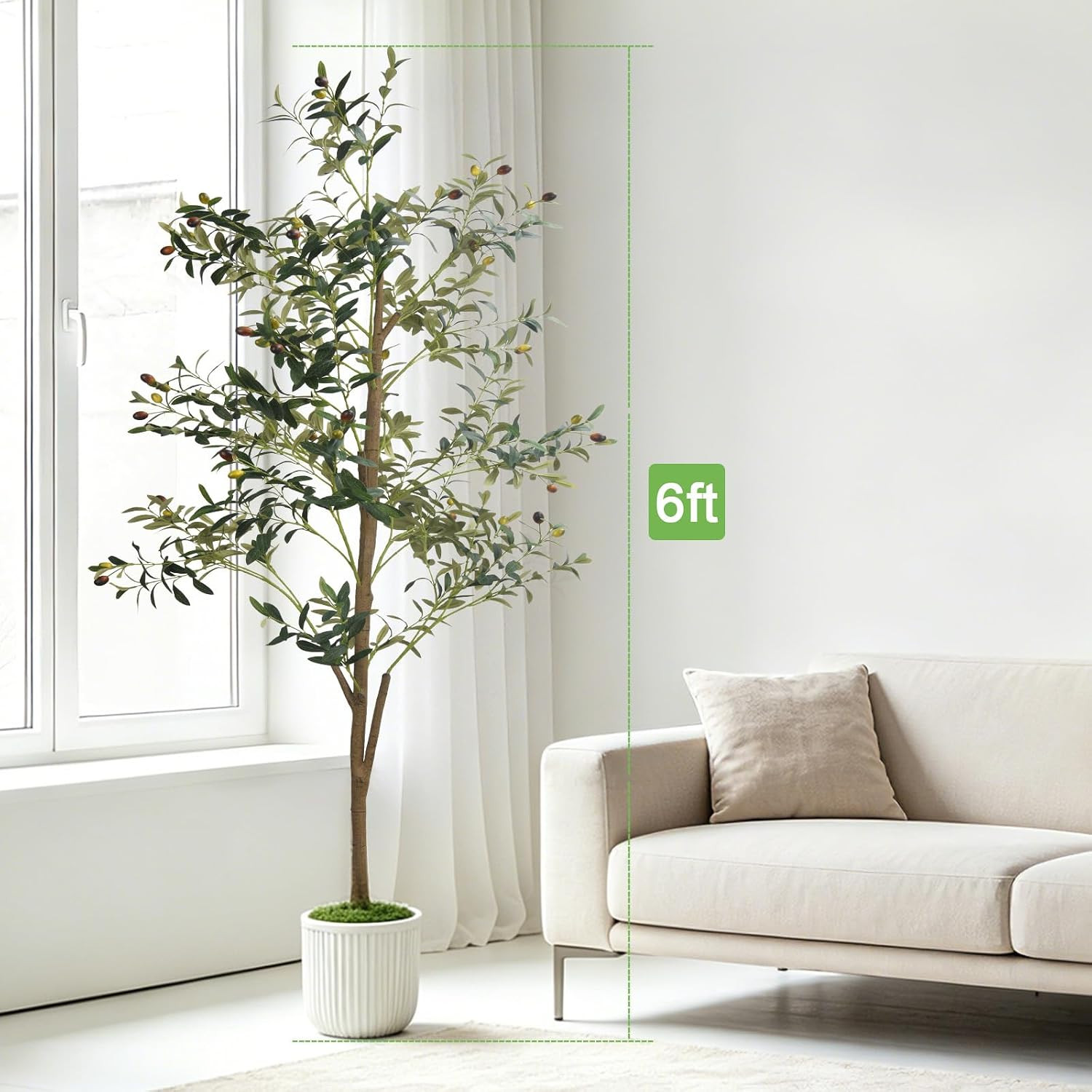 6FT Artificial Olive Tree – Large Indoor Artificial Plant Decor with Branches an