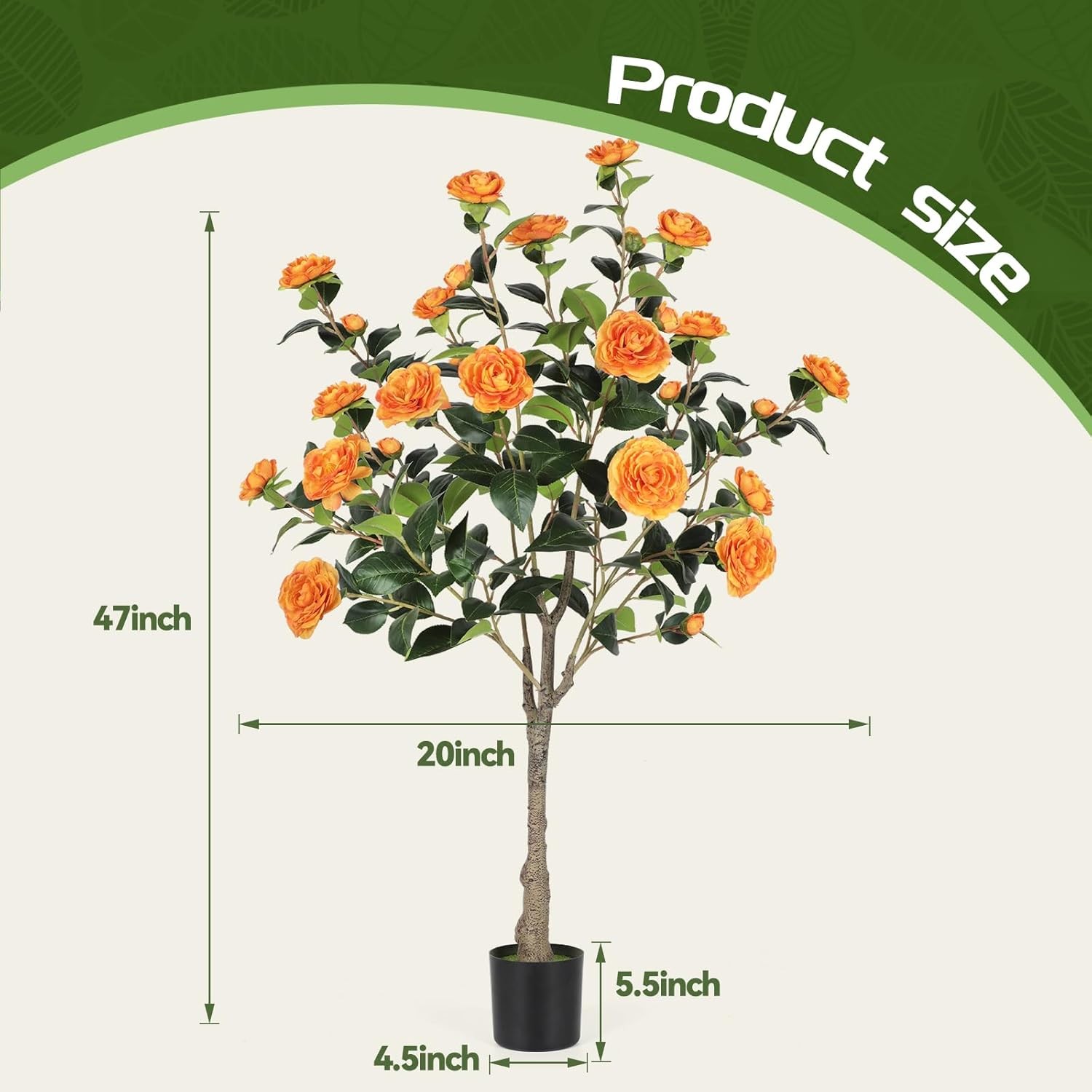 4FT Artificial Camellia Tree w/Blooming Flowers Faux Plants Office Door Decor