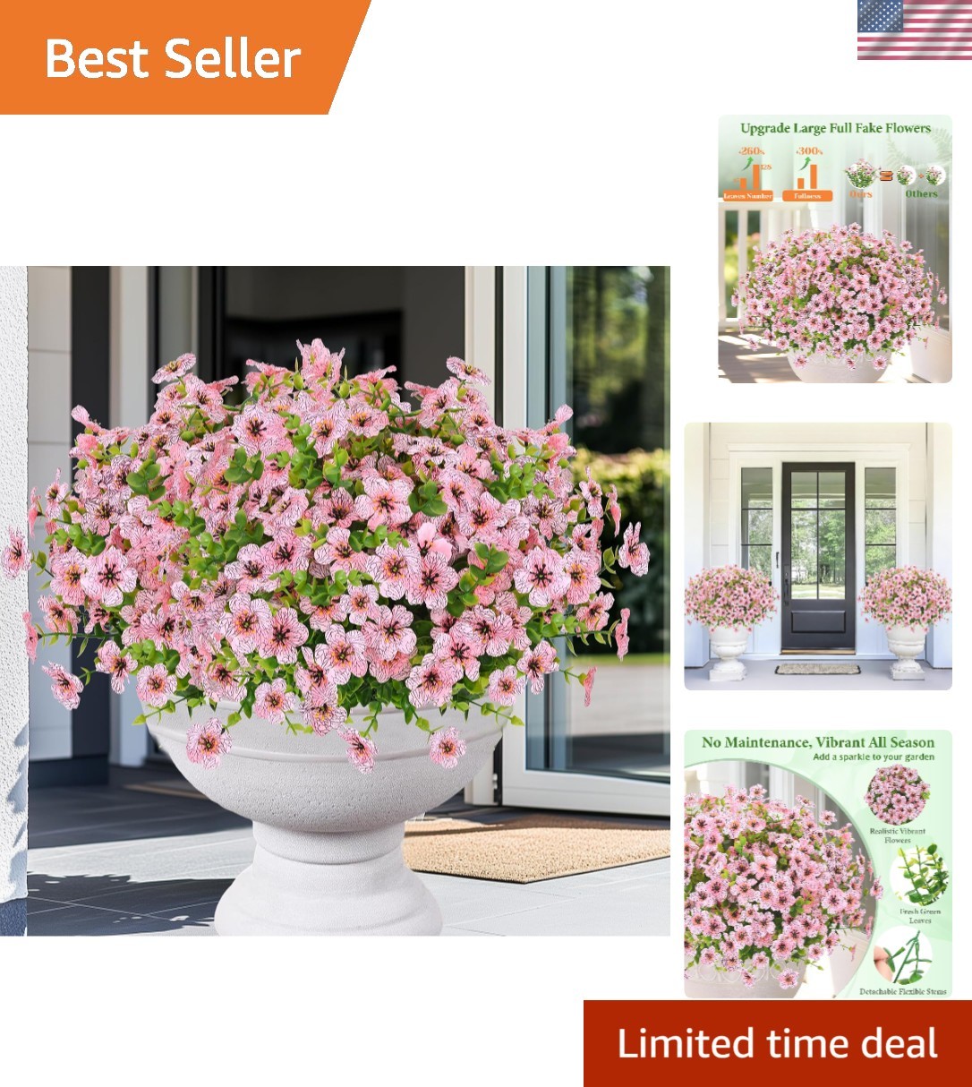 Lifelike 9-Pack Outdoor Faux Flowers – Maintenance-Free Decor for Any Season