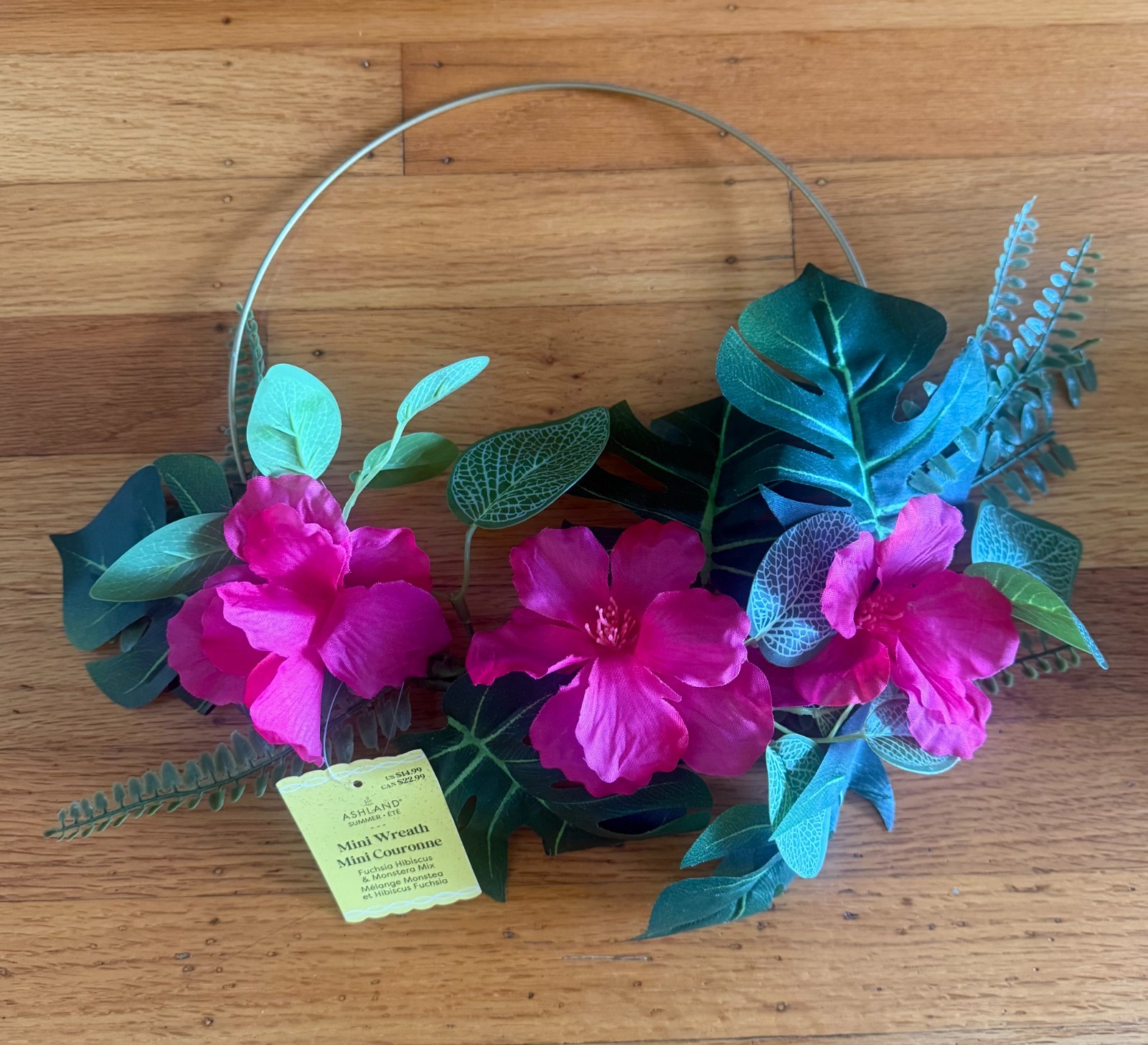 NWT THREE (3) ASHLAND BRAND (MICHAELS) HIBISCUS and MONSTERA WREATHS