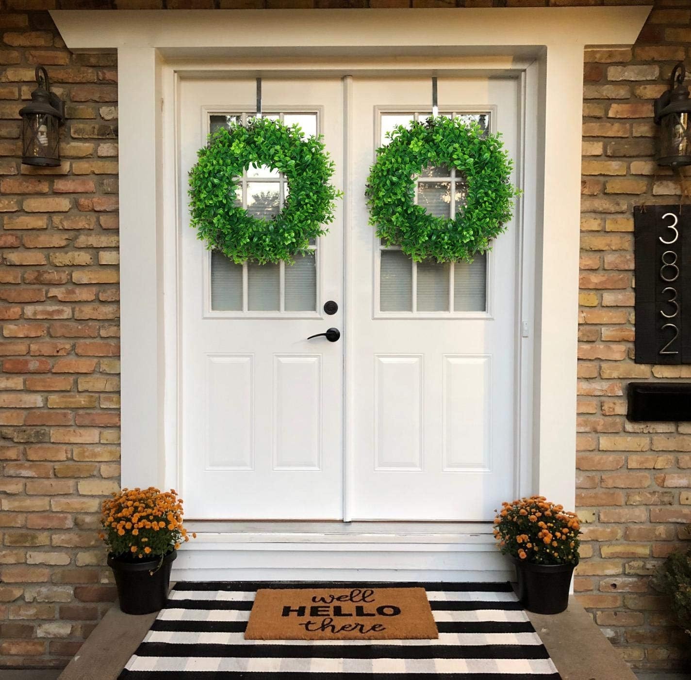 17inch Front Door Wreaths Artificial Spring Summer Greenery Hanging Garland f…