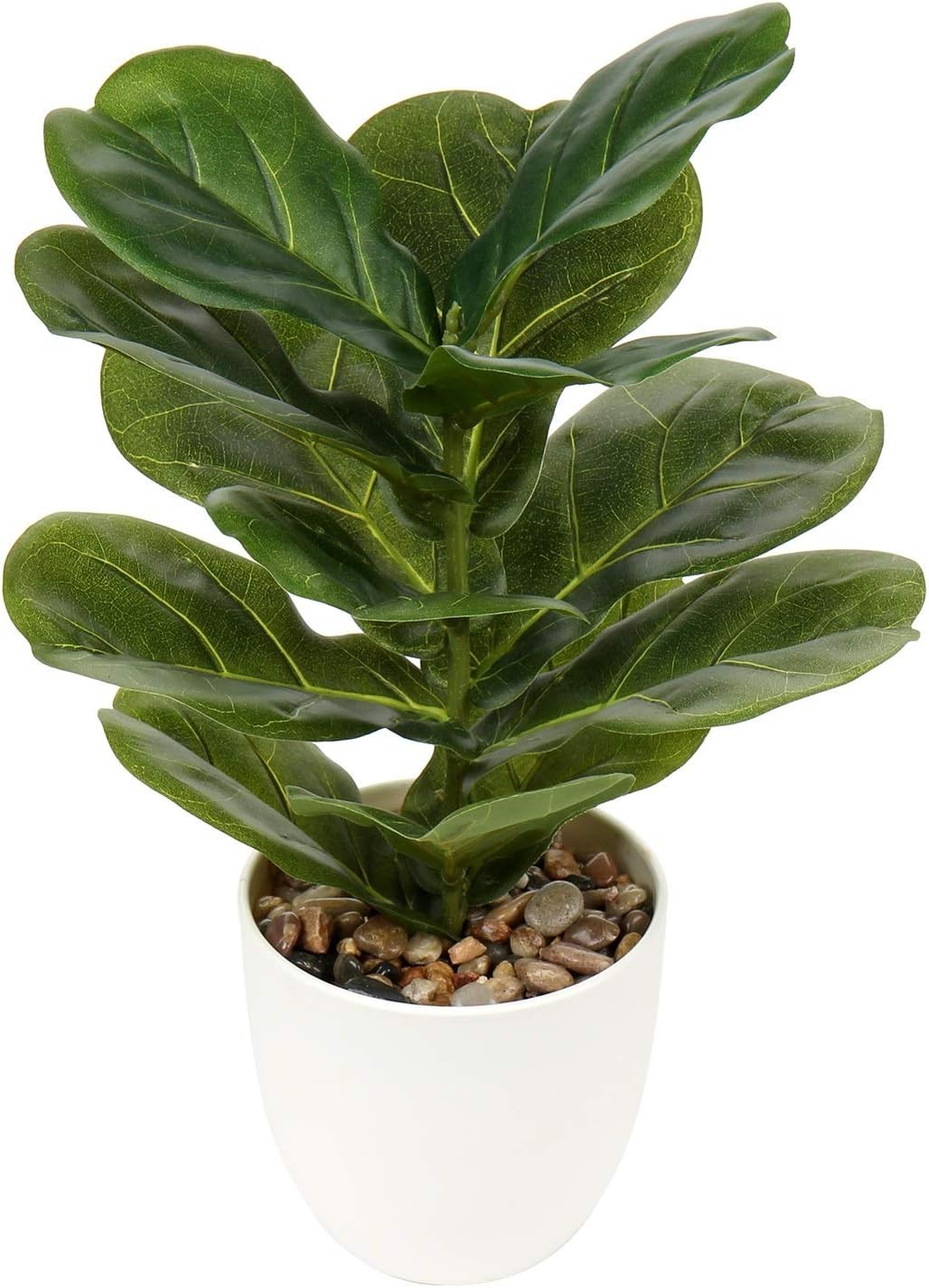 18 Inch Artificial Plants Realistic Fake Fiddle Leaf Fig Plant Faux Ficus Lyr…