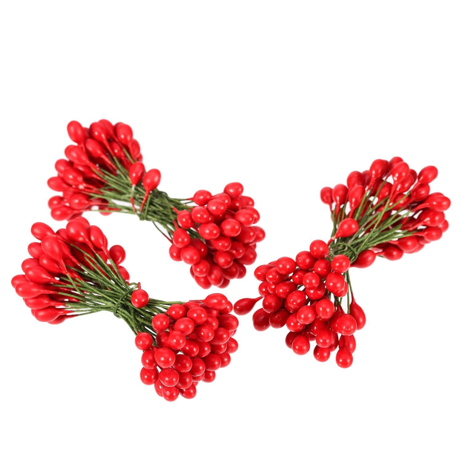 300 Pcs Artificial Holly Christmas Fake Berries on 150 Wire Stems Berries Bra…