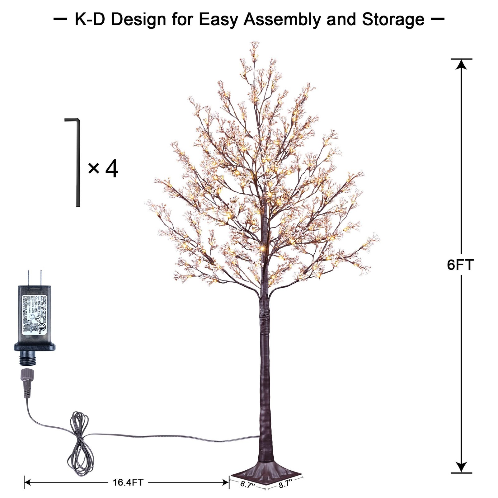 6FT Lighted Gypsophila Tree 176 LED Artificial Baby Breath Flowers Tree with …