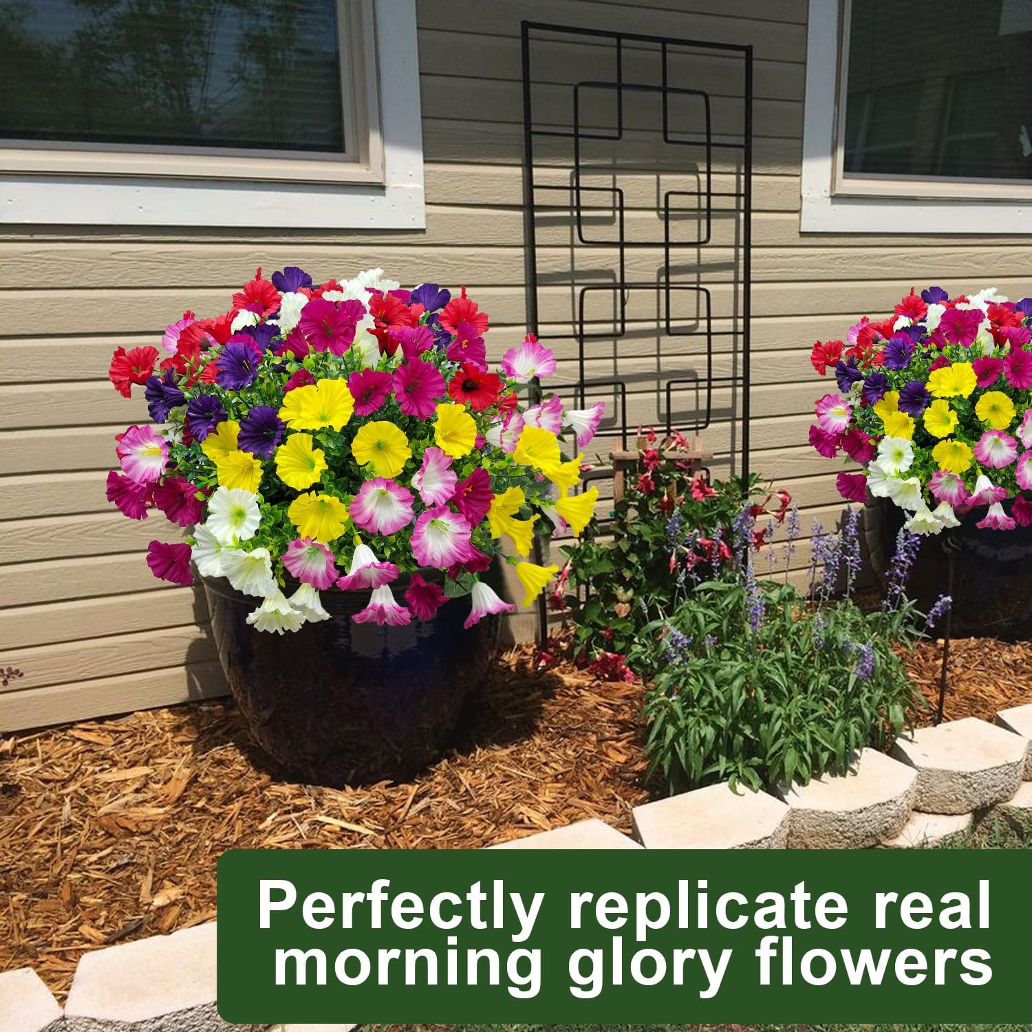 12 Bundles Artificial Flowers for Outdoors UV Resistant Morning Glory Artific…