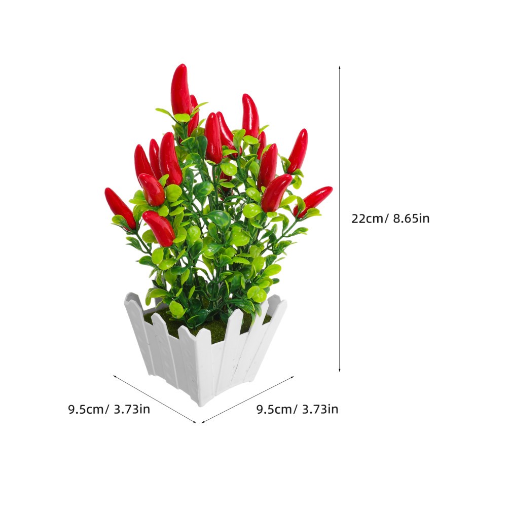 3Pcs Reusable Faux Red Pepper Bonsai Trees Lifelike Plastic Indoor Decoration