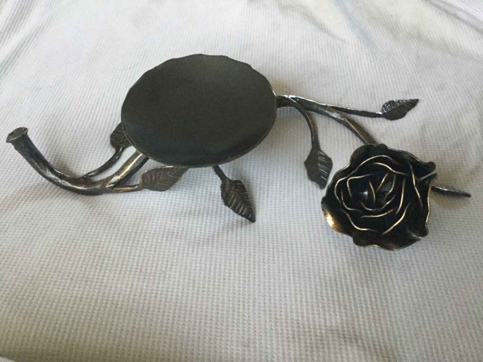 Bronze Handmade Wrought Iron Rose Candleholder 