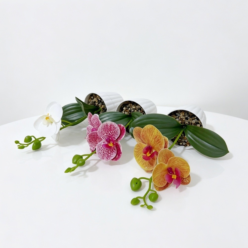 White Green Black Purple Orange 3D Printed Orchid Artificial Plant Pot