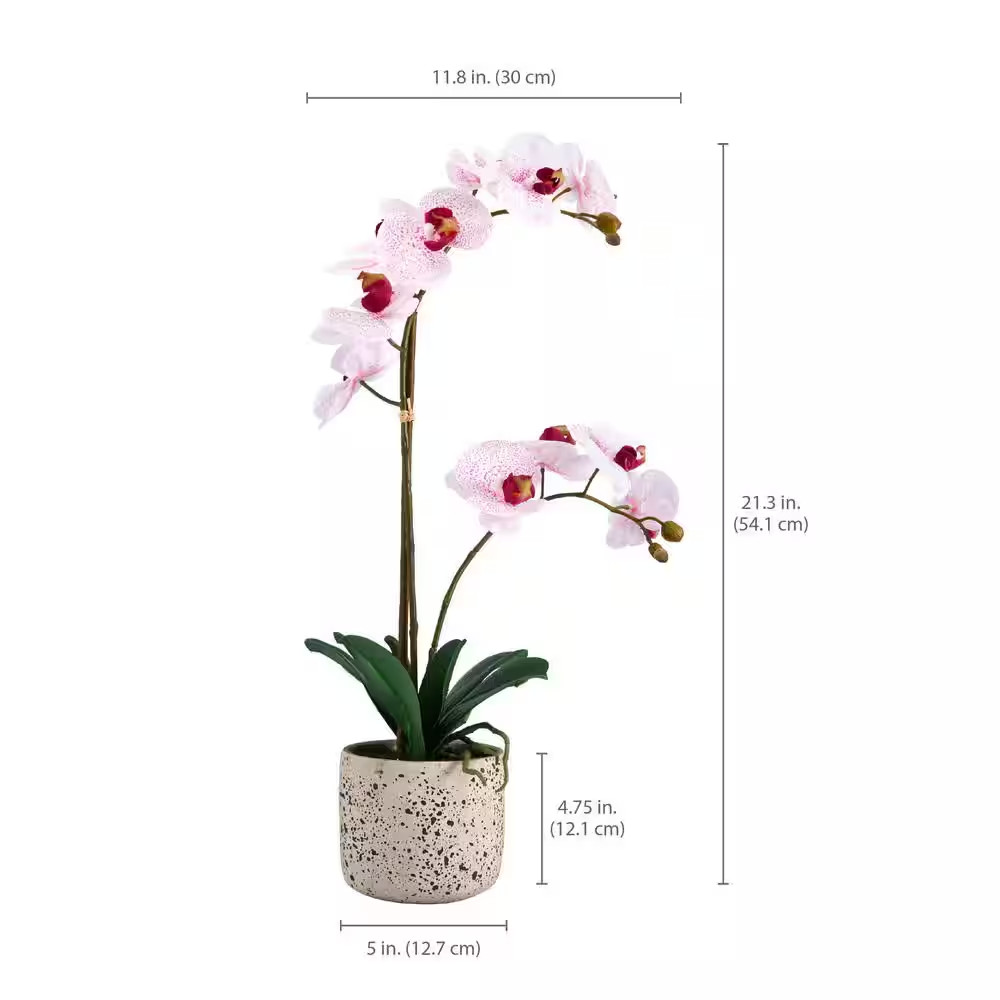 Real Touch 21- Inch-Pink Spotted- Artificial Phalaenopsis Orchid Flower in Pot