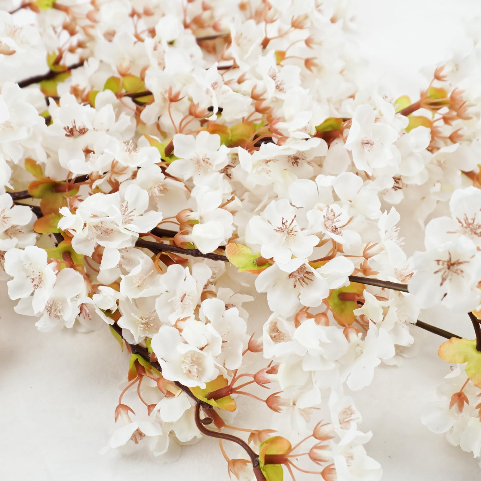 4 Pieces White Cherry Blossom Branches, 39.3″ Silk Faux Cherry Blossom Flower…