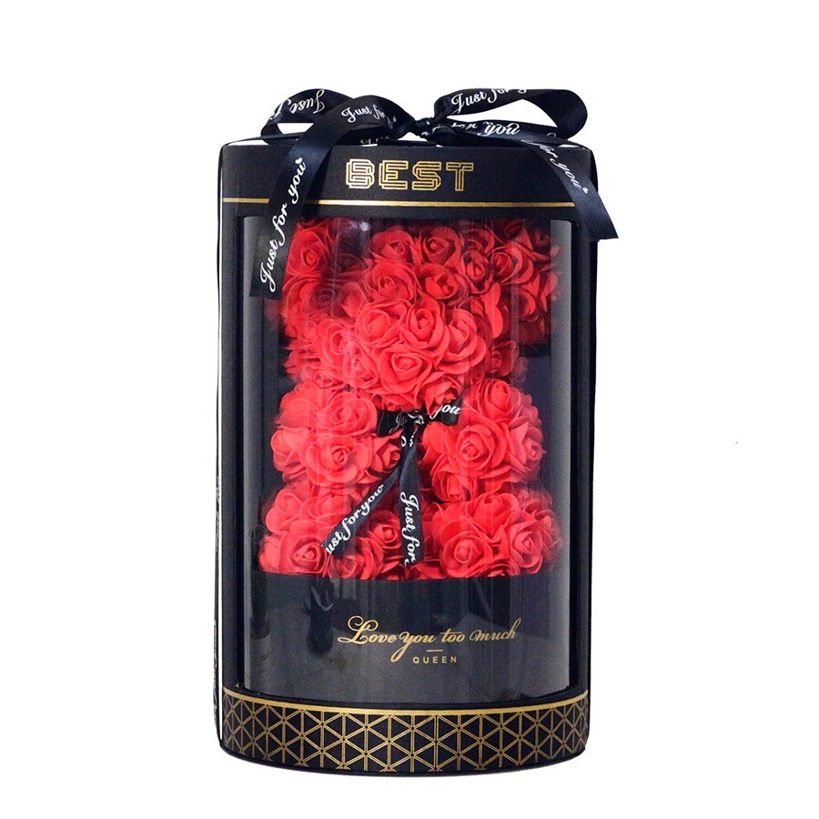 Rose Teddy Bear in Senna Love Box Handmade Rose Bear for Valentine’s Day